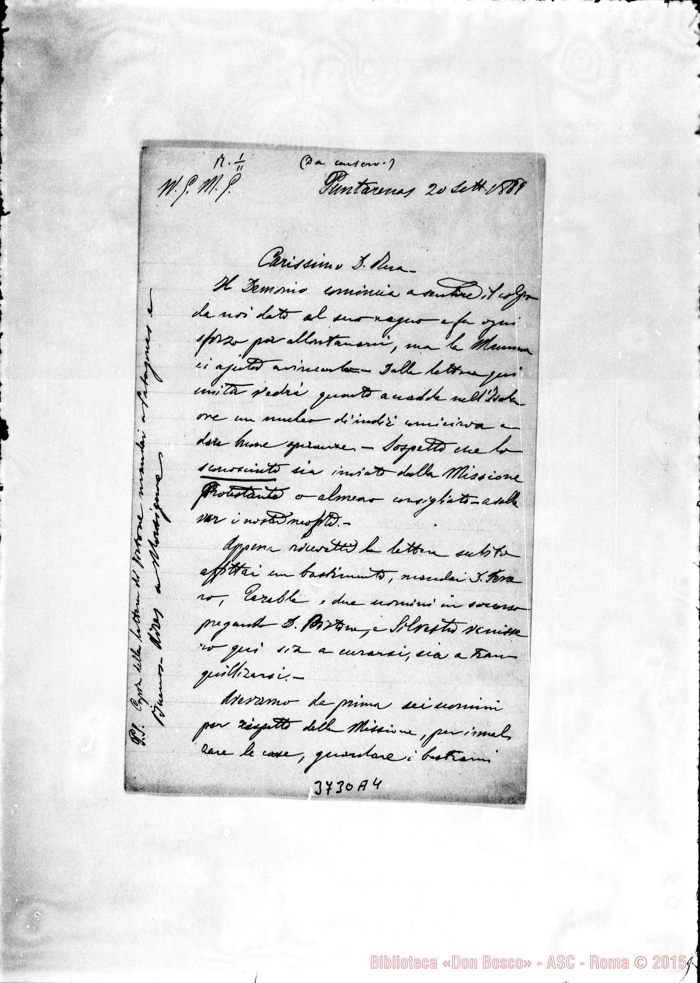 Fotogramma A 4 — « « Puntarenas, 20-09-1889 Autogr Rua