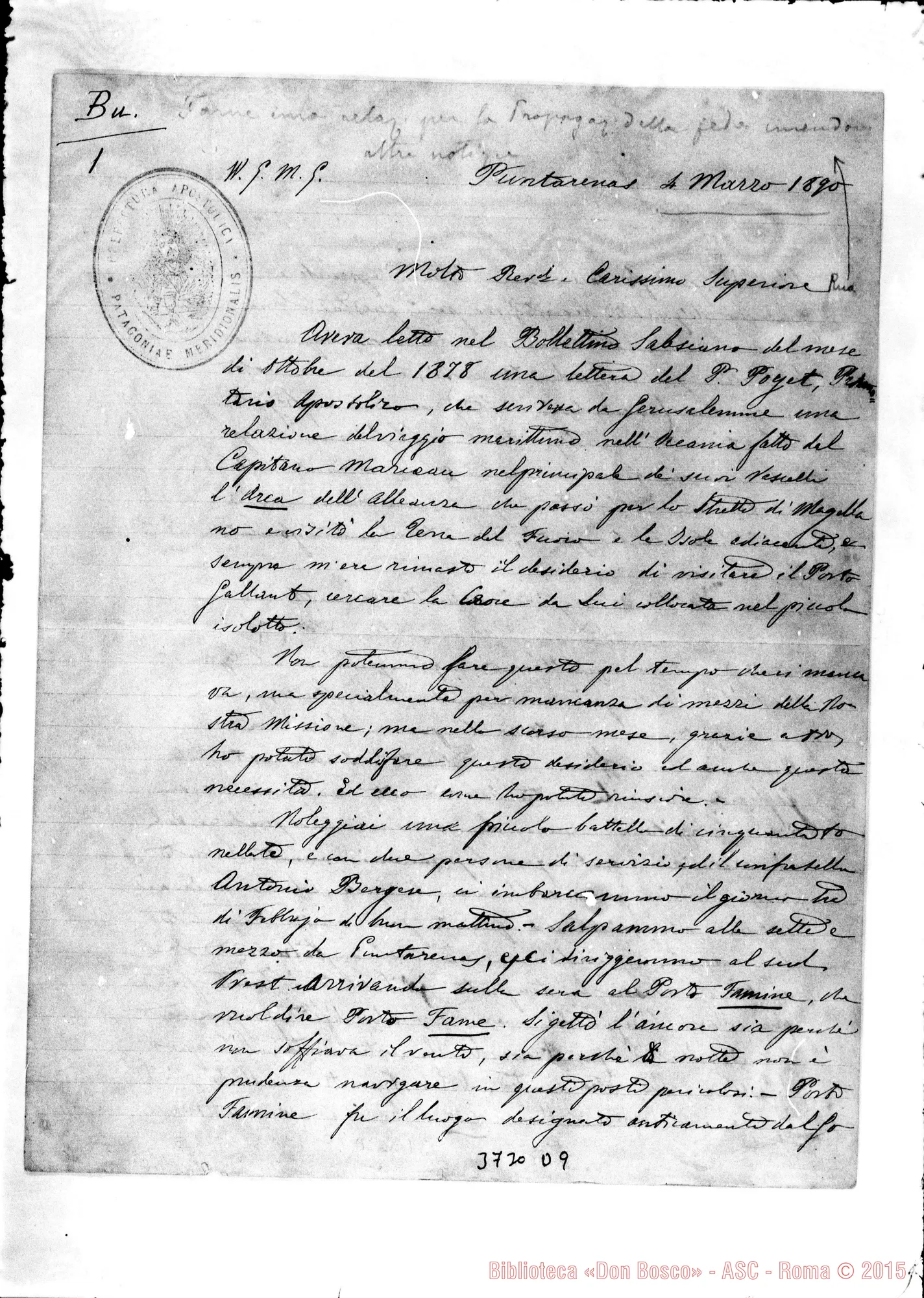 Fotogramma D 9 — « « Puntarenas, 4-03-1890 Autogr. Rua