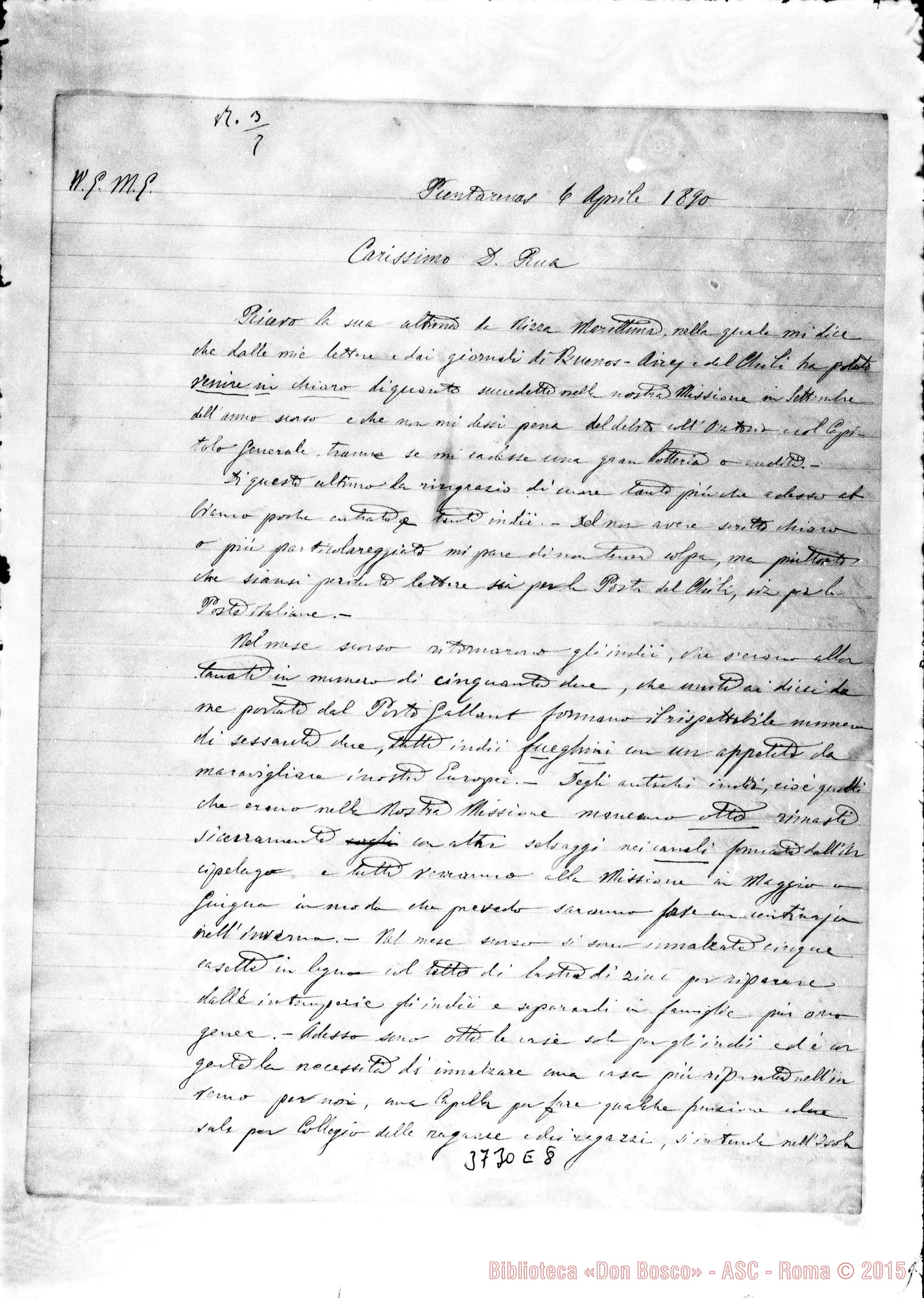 Fotogramma E 8 — « « Puntarenas, 6-04-1890 Autogr. Rua