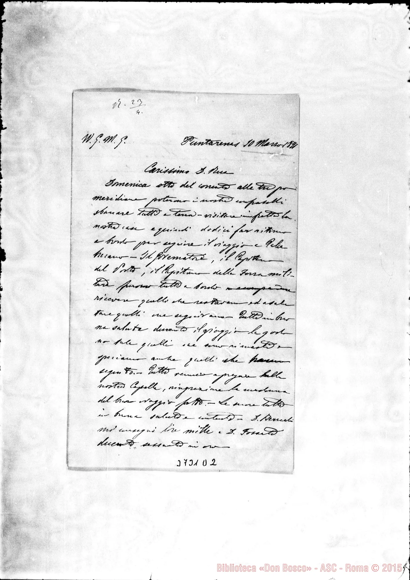 Fotogramma D 2 — « « Puntarenas, 10-03-1891 Autogr. Rua