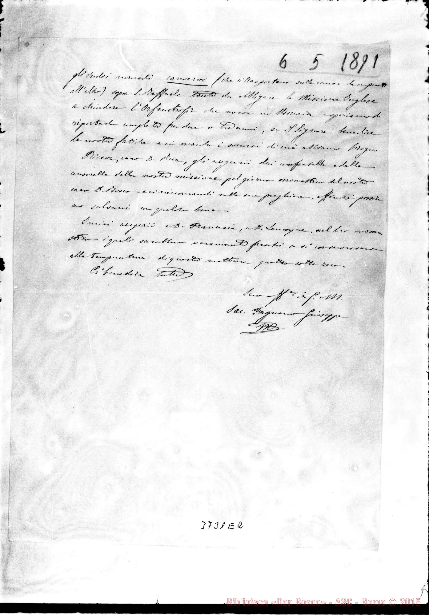 Fotogramma E 2 — « « Puntarenas, 6-05-1891 Autogr. Rua