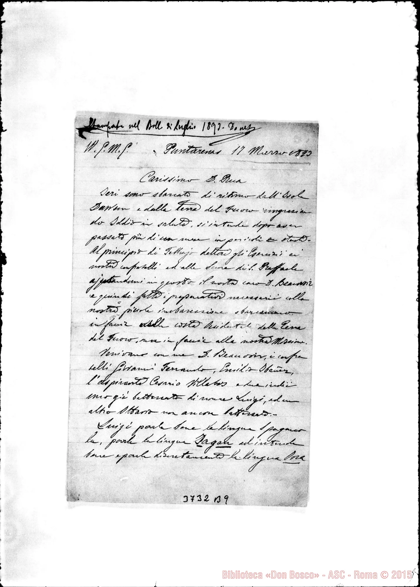 Fotogramma B 9 — « « Puntarenas, 17-03-1893 Con trascrizione