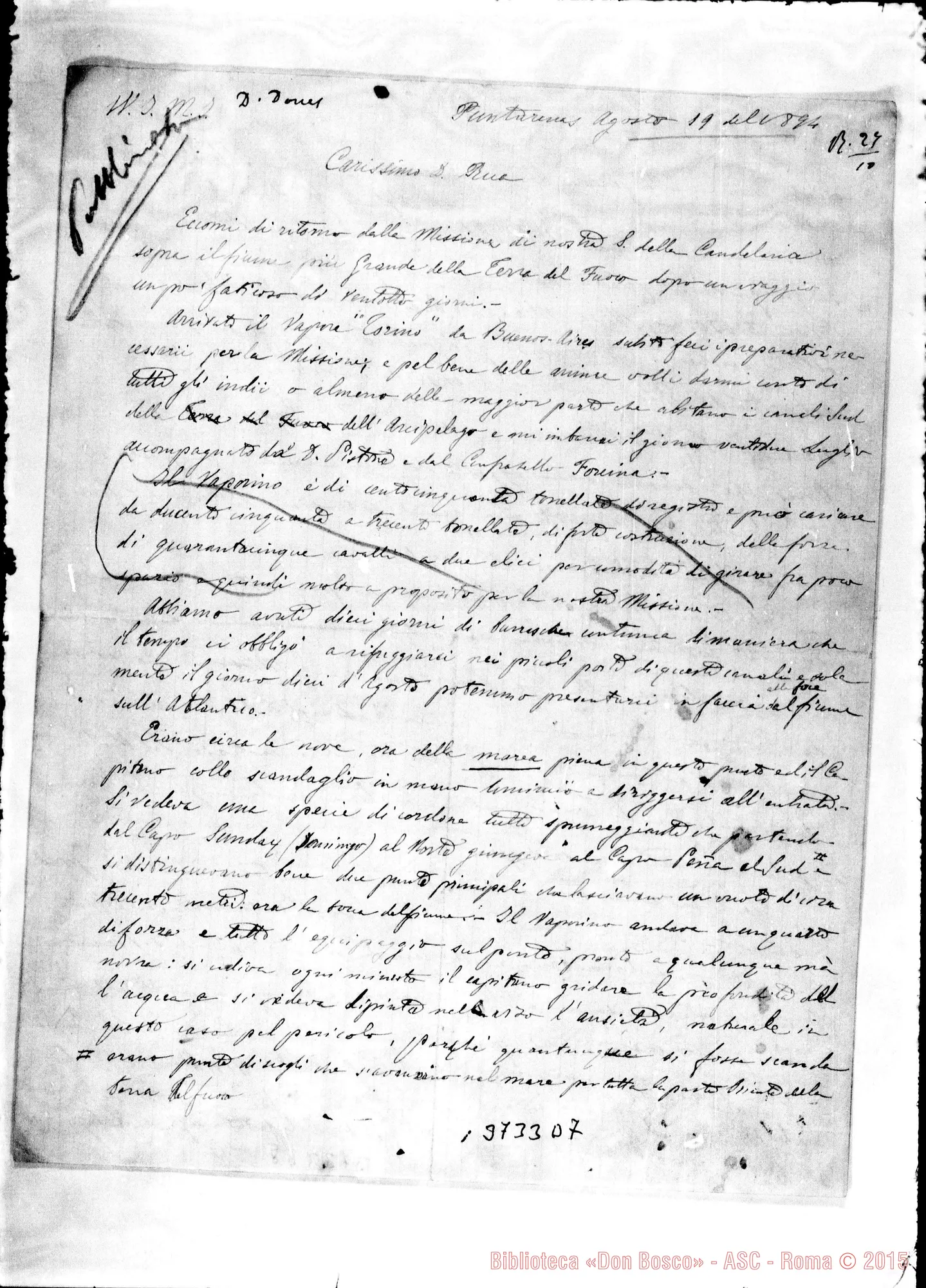 Fotogramma D 7 — « « Puntarenas, 19-08-1894 Autogr. Rua