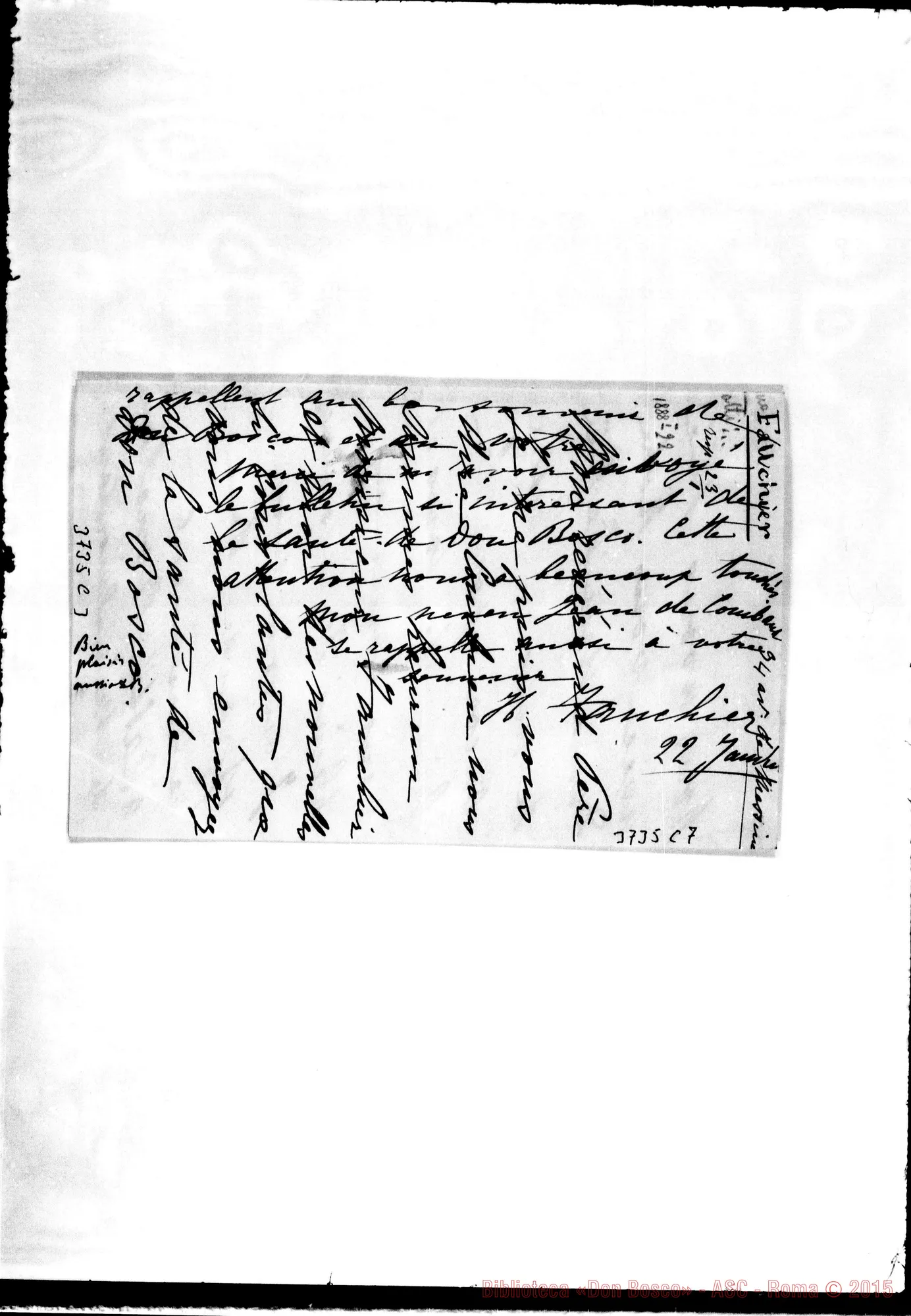 Fotogramma C 7 — Fauchier s.l., 22-01-1888 Autogr. Rua