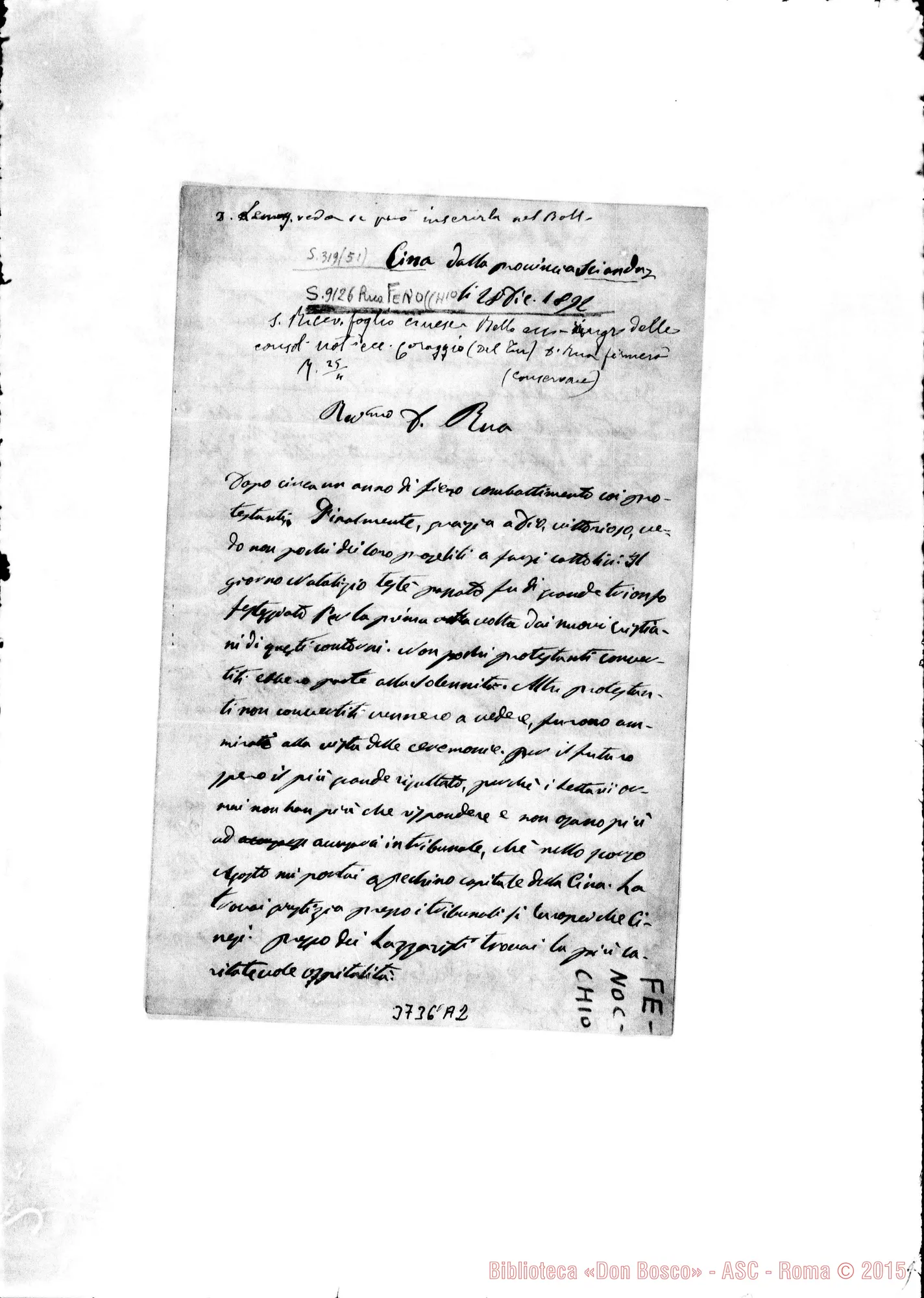 Fotogramma A 2 — « « Cina, 28-12-1892 Autogr. Rua