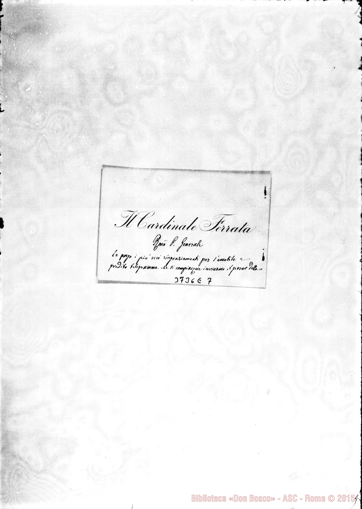 Fotogramma E 7 — « « Roma, 7-08-1903 Bigliettino
