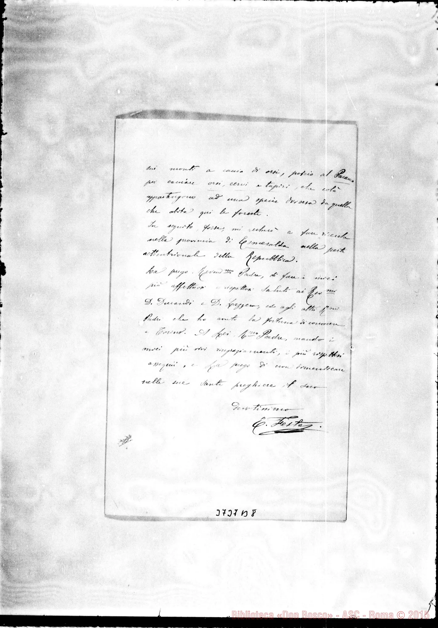 Fotogramma B 8 — Festa E. Gualaquiza, 24-04-1896 Autogr. Rua