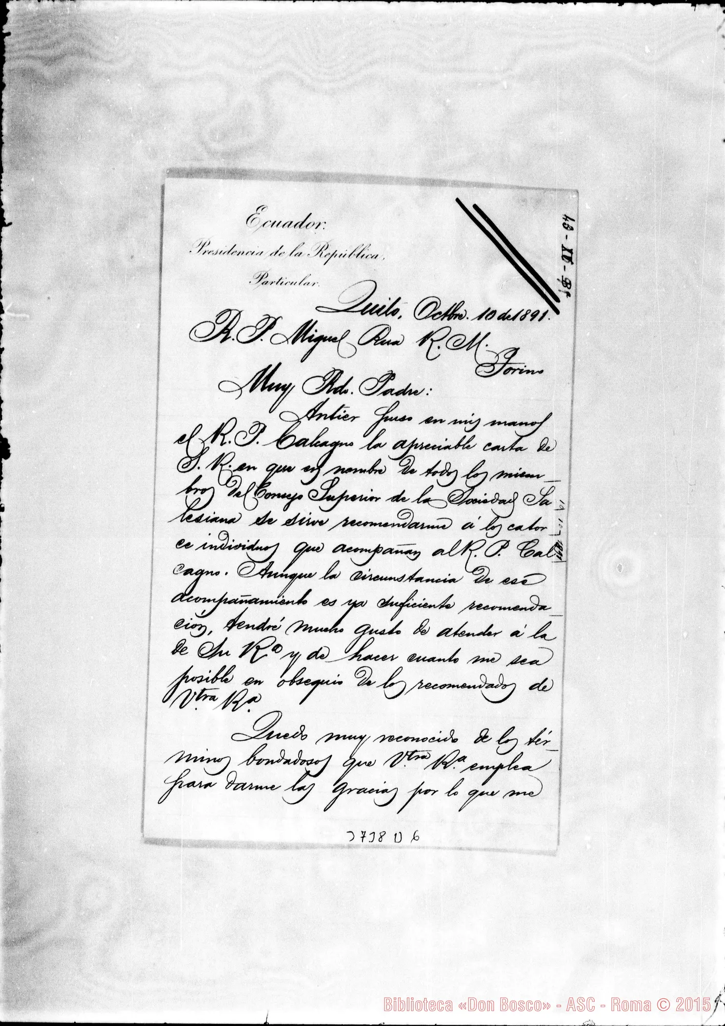 Fotogramma D 6 — « « Quito, 10-10-1891