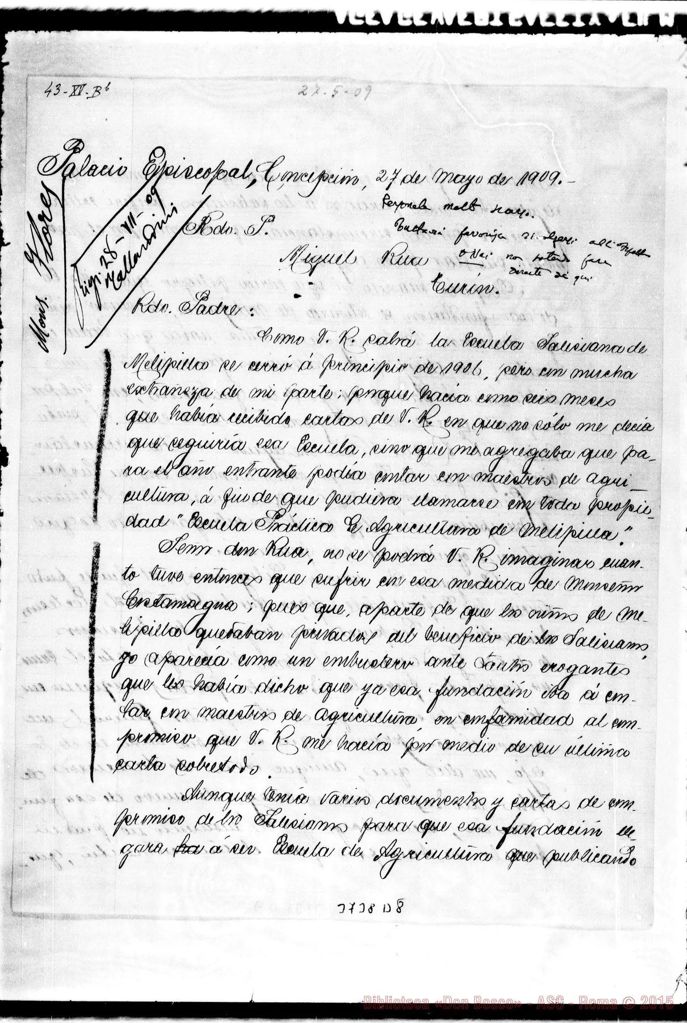 Fotogramma D 8 — Flores Manuel de la C., mons. Concepción, 27-05-1909