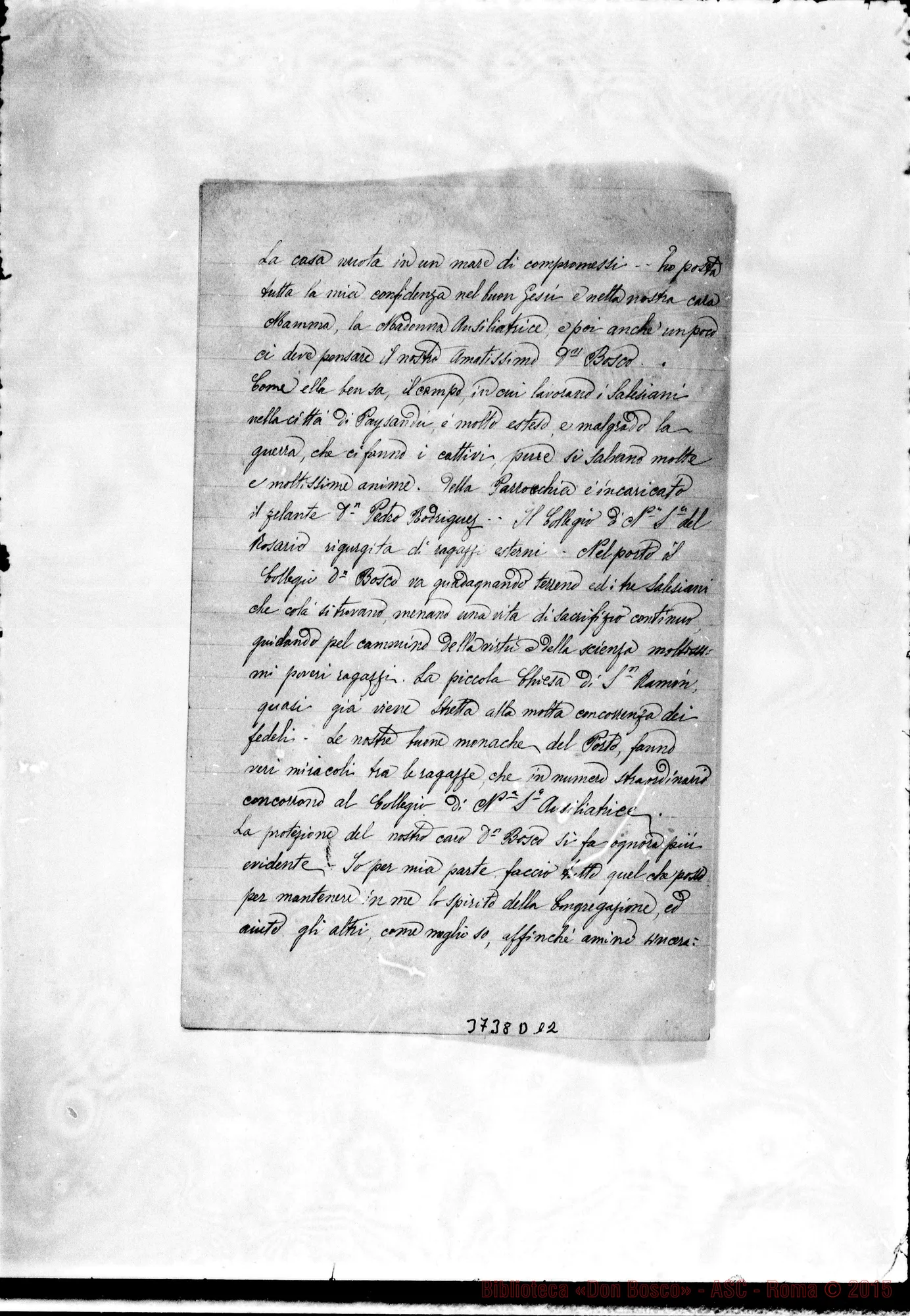 Fotogramma D 12 — Foglino Michele, SDB Paysandu, 16-04-1891 Autogr. Rua