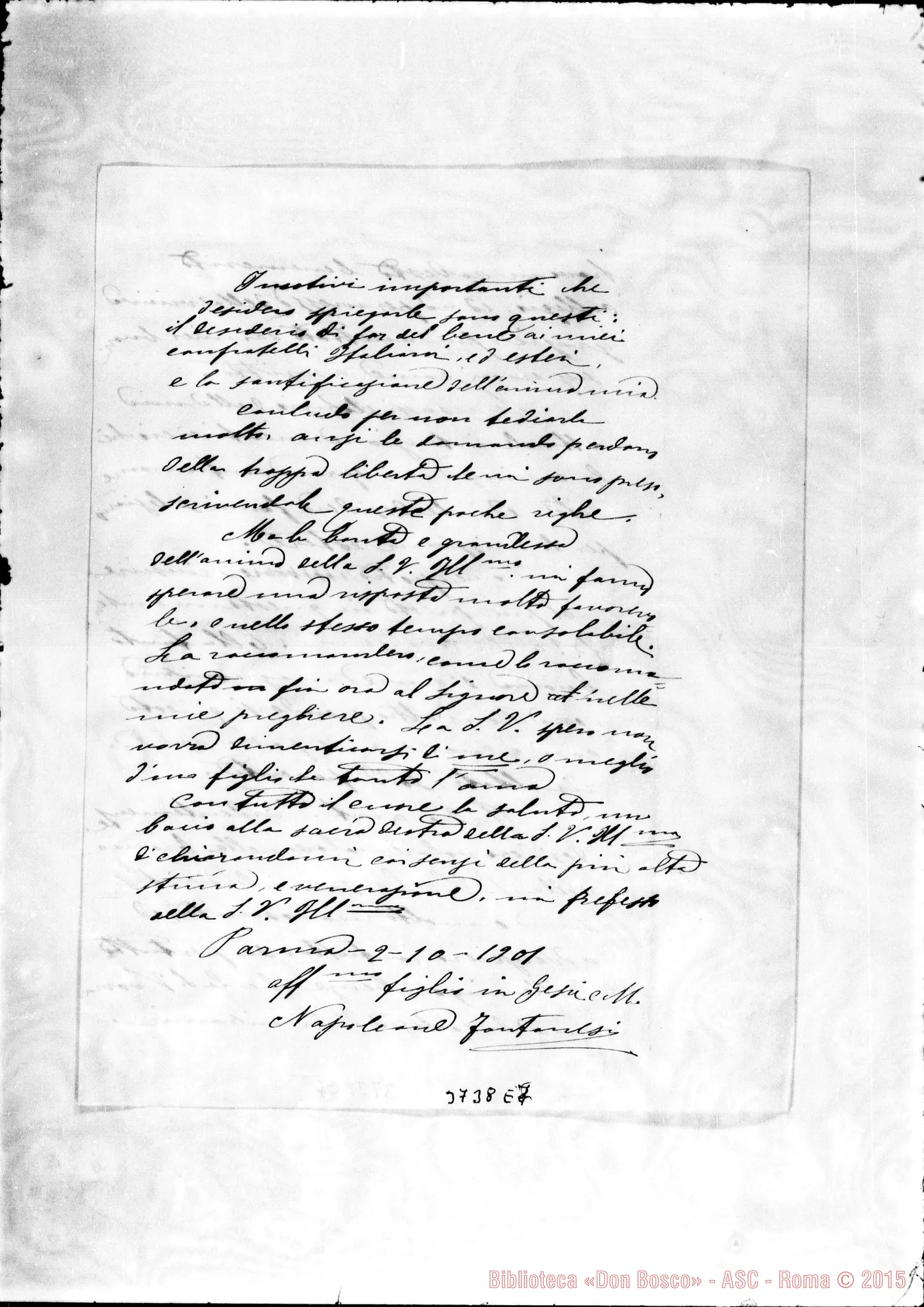 Fotogramma E 7 — Fontanesi Napoleone Parma, 2-10-1901 Autogr. Rua