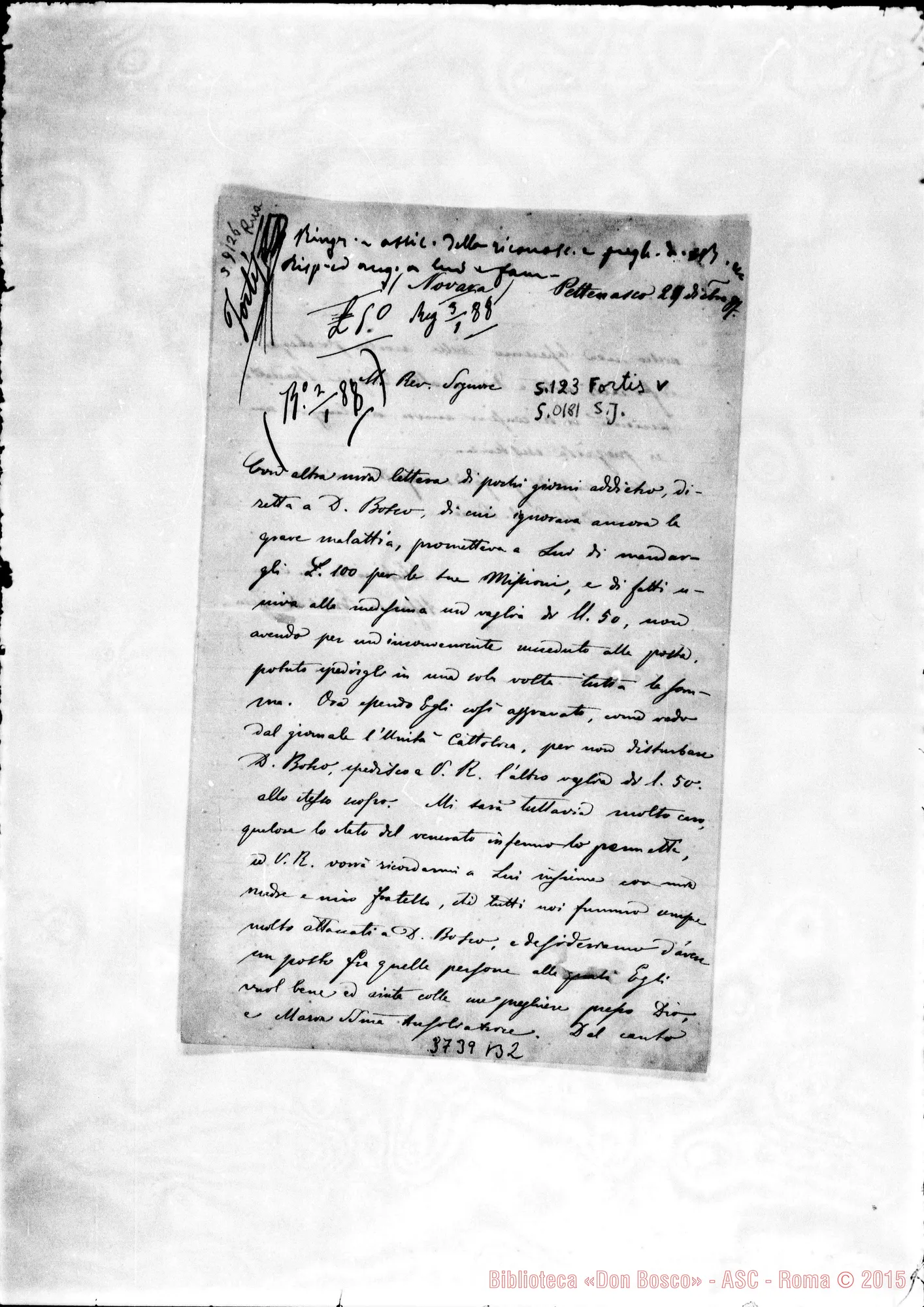 Fotogramma B 2 — Fortis Alfonso, sac. Pettenasco, 29-12-1887 Autogr. Rua