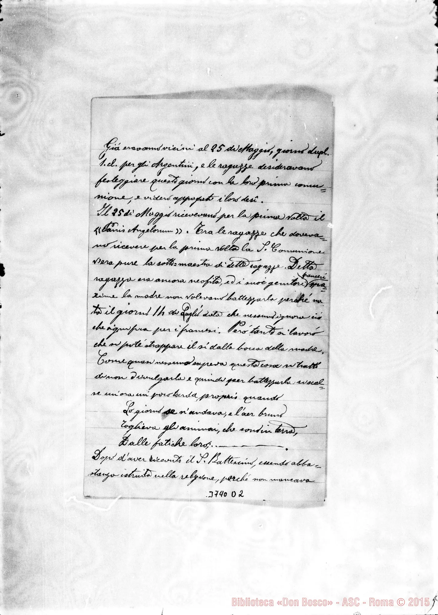 Fotogramma D 2 — Franchini Giovanni, SDB S. Rosa Toaz, 28-03-1897 Autogr. Rua