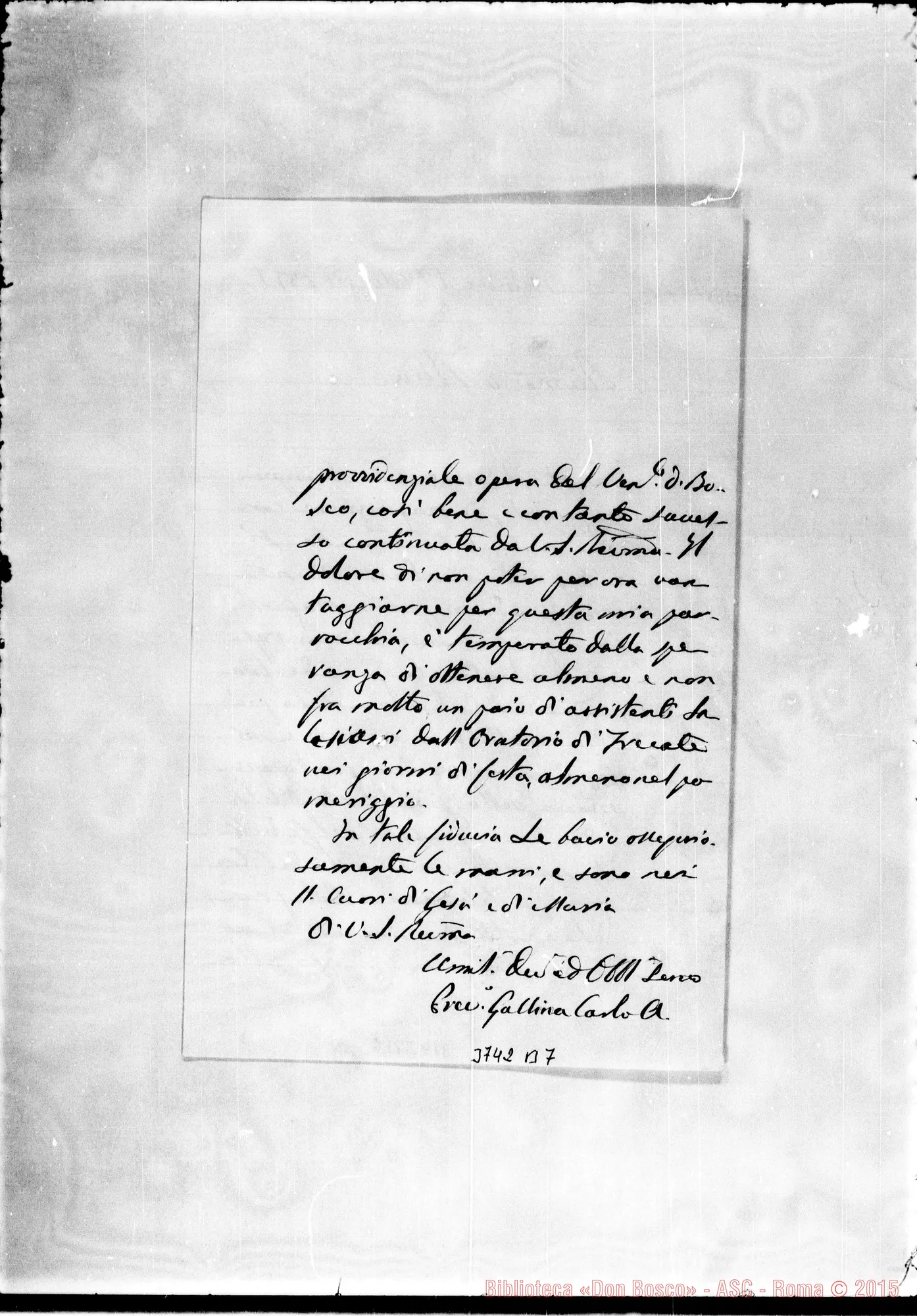 Fotogramma B 7 — Gallina Carlo, Sac. Cassolnovo, 2-05-1895 Autogr. Rua