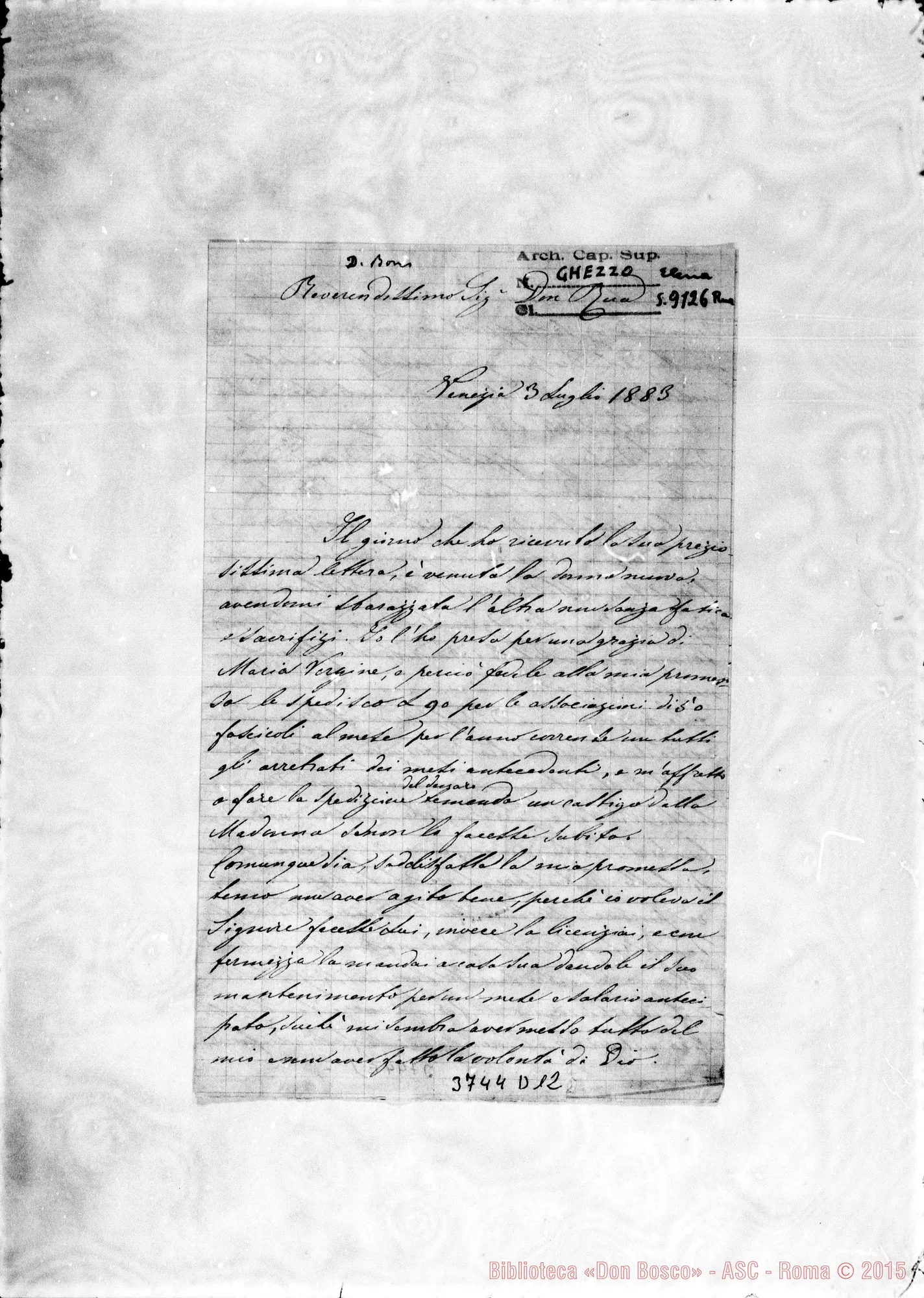 Fotogramma D 12 — Ghezzo Elena Venezia, 3-07-1883 Autogr. Rua