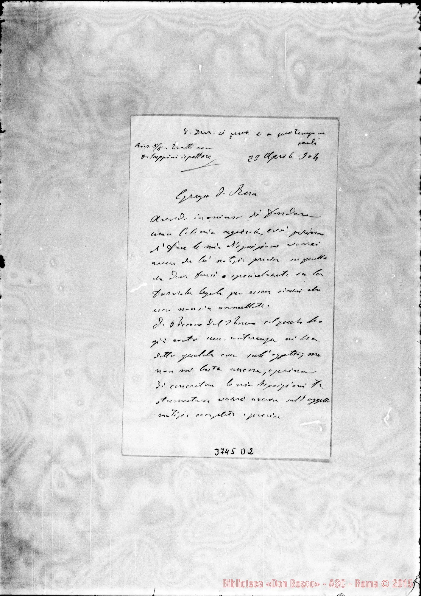 Fotogramma D 2 — Giardini Giovanni Napoli, 23-04-1904 Autogr. Rua