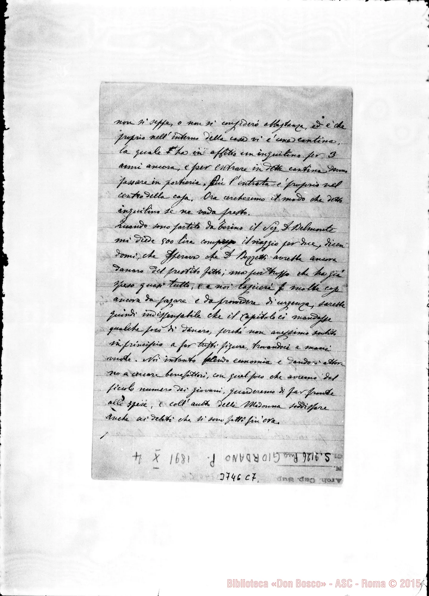 Fotogramma C 7 — Giordano Pietro, SDB Loreto, 4-10-1891 Autogr. Rua
