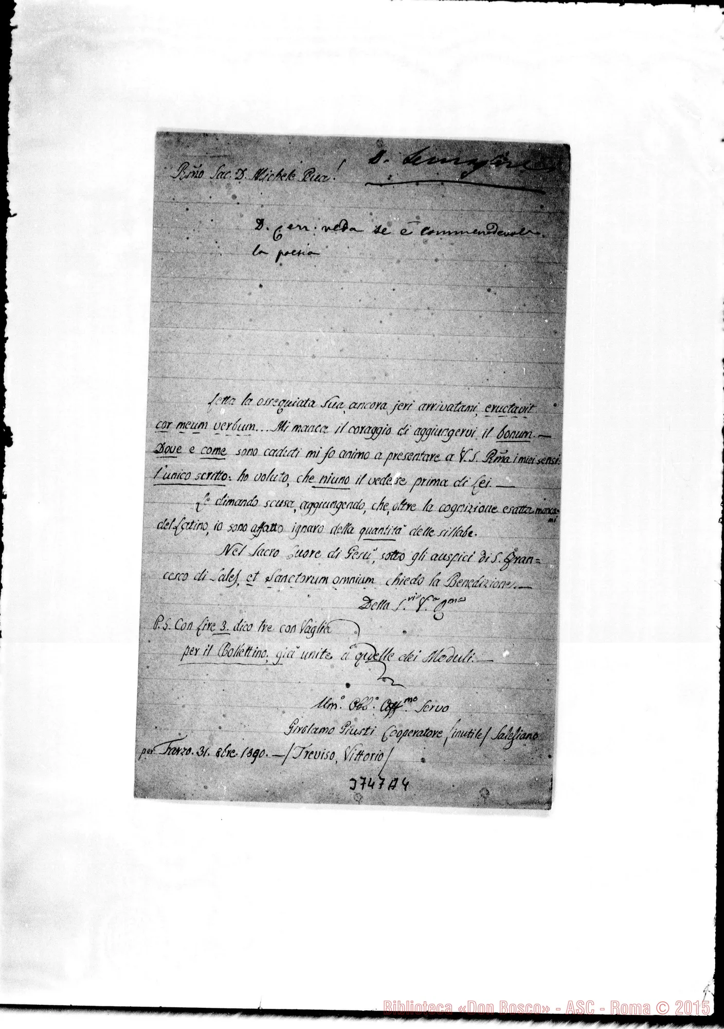 Fotogramma A 4 — Giusti Girolamo Tarso, 31-10-1890 Autogr. Rua