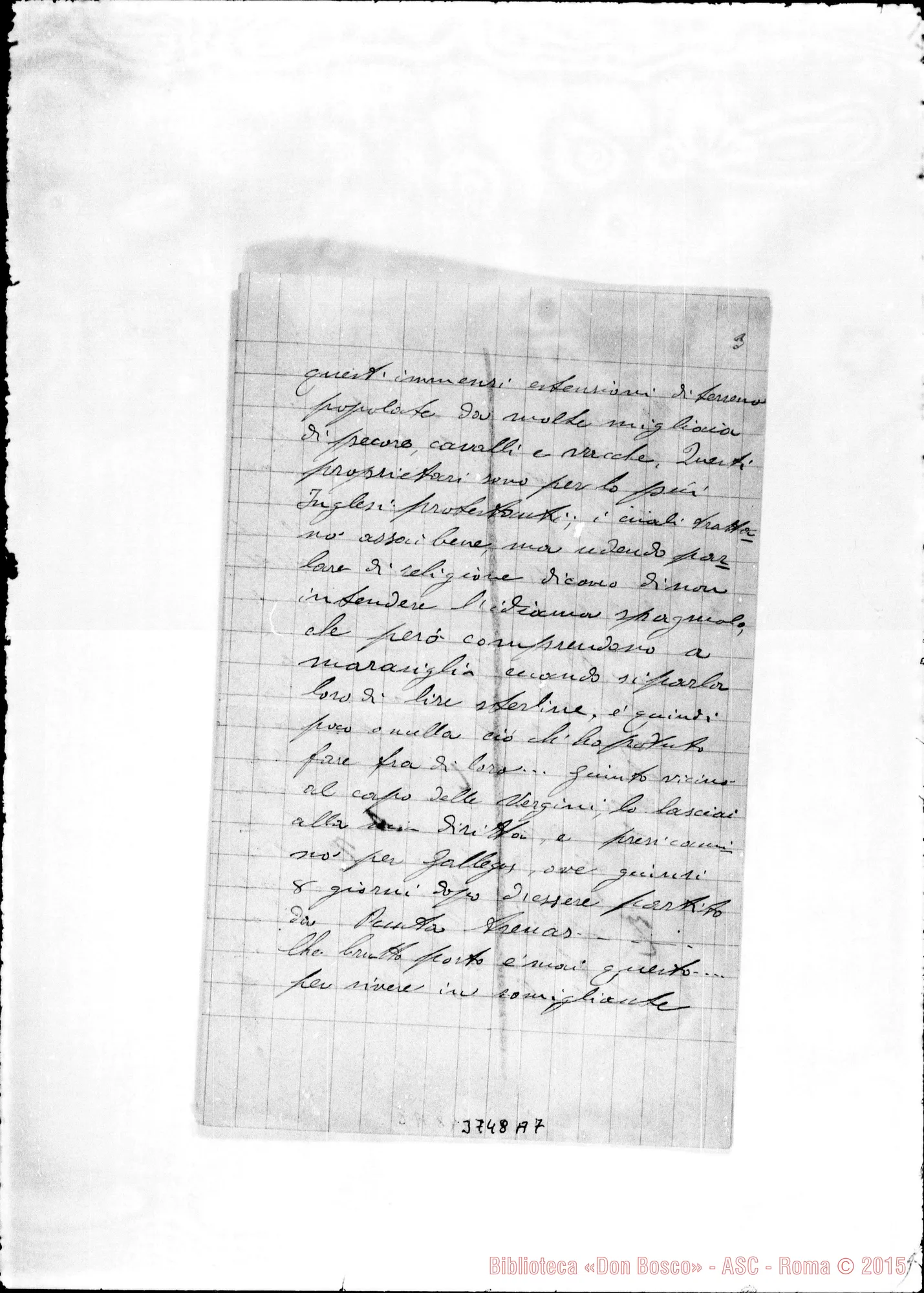 Fotogramma A 7 — Griffa Fortunato, SDB Puntarenas, 5-04-1893 Autogr. Rua