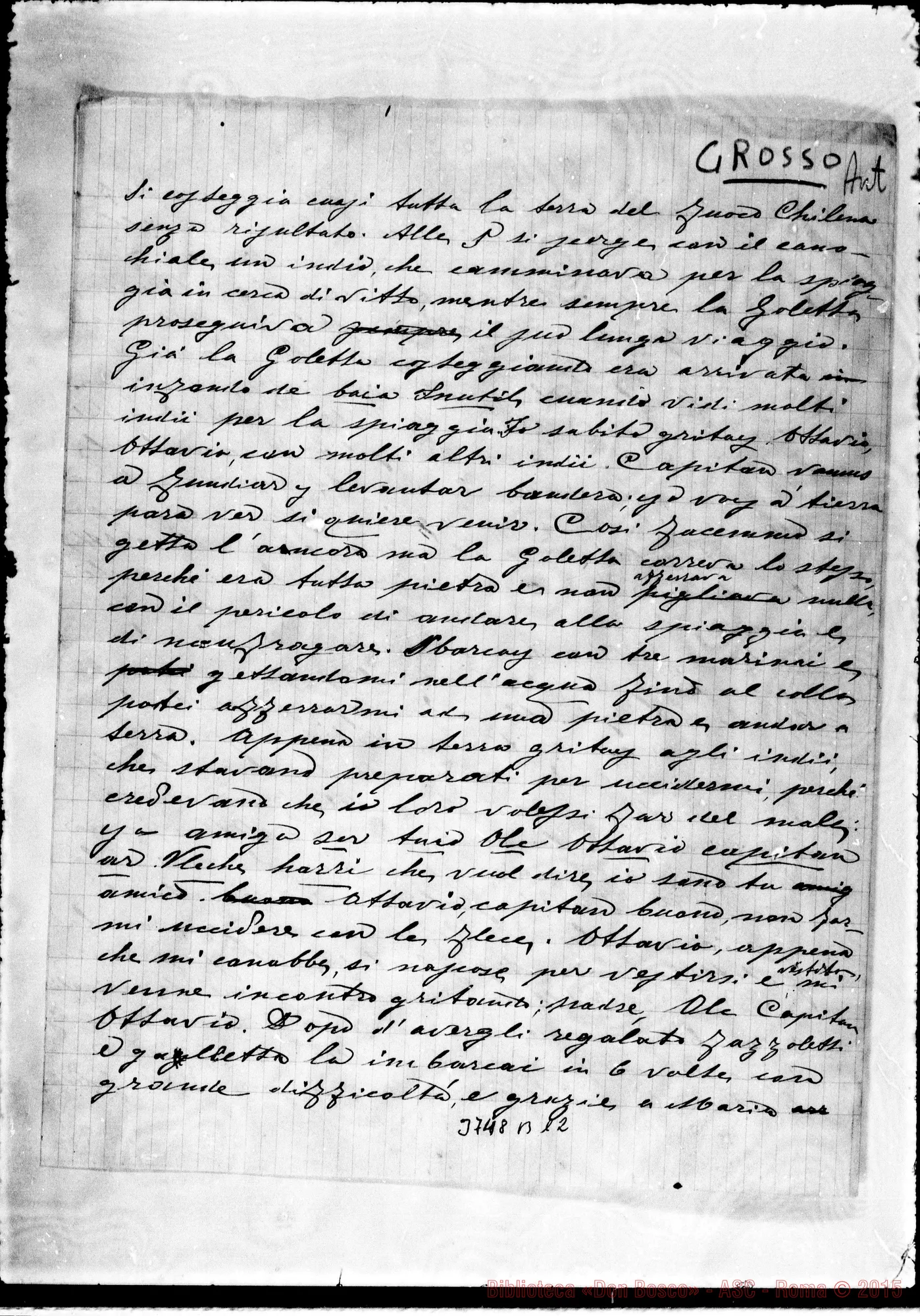 Fotogramma B 12 — Grosso Antonino, SDB Dawson, 17-08-1896 Autogr. Rua