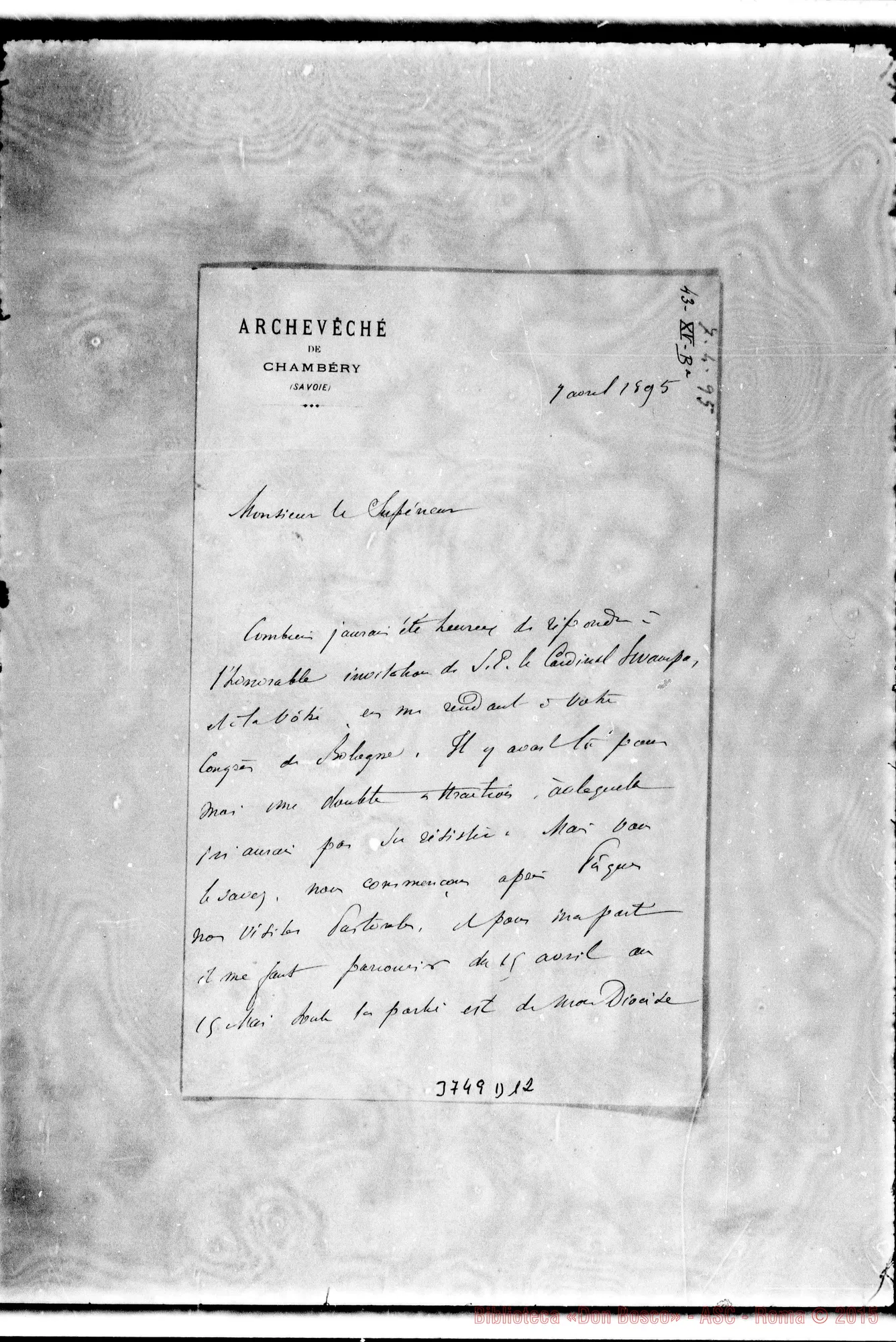 Fotogramma D 12 — Hautin Francesco, vesc. di Chambery, 7-04-1895