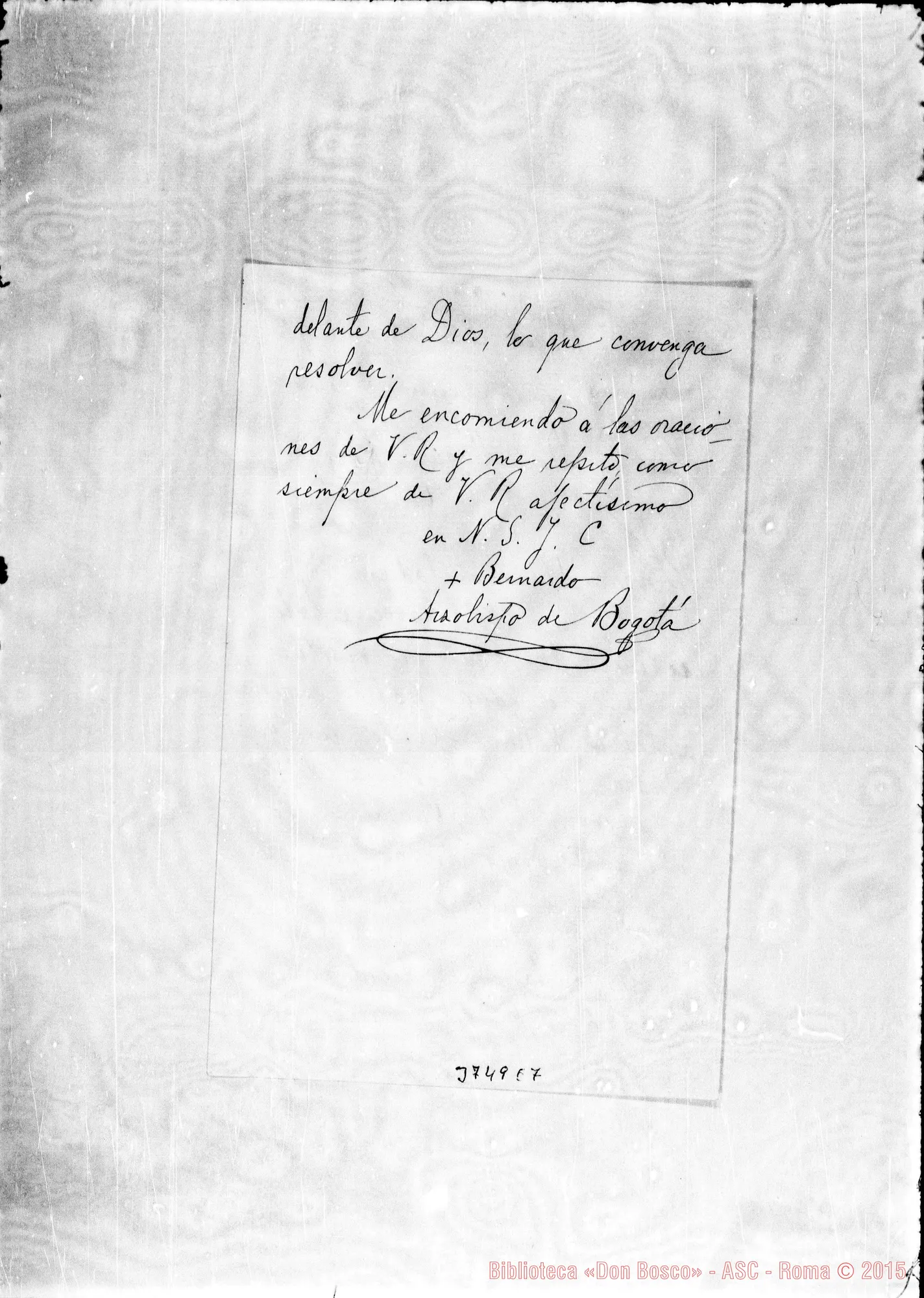 Fotogramma E 7 — « « Bogotá, 22-03-1905 Autogr. Rua