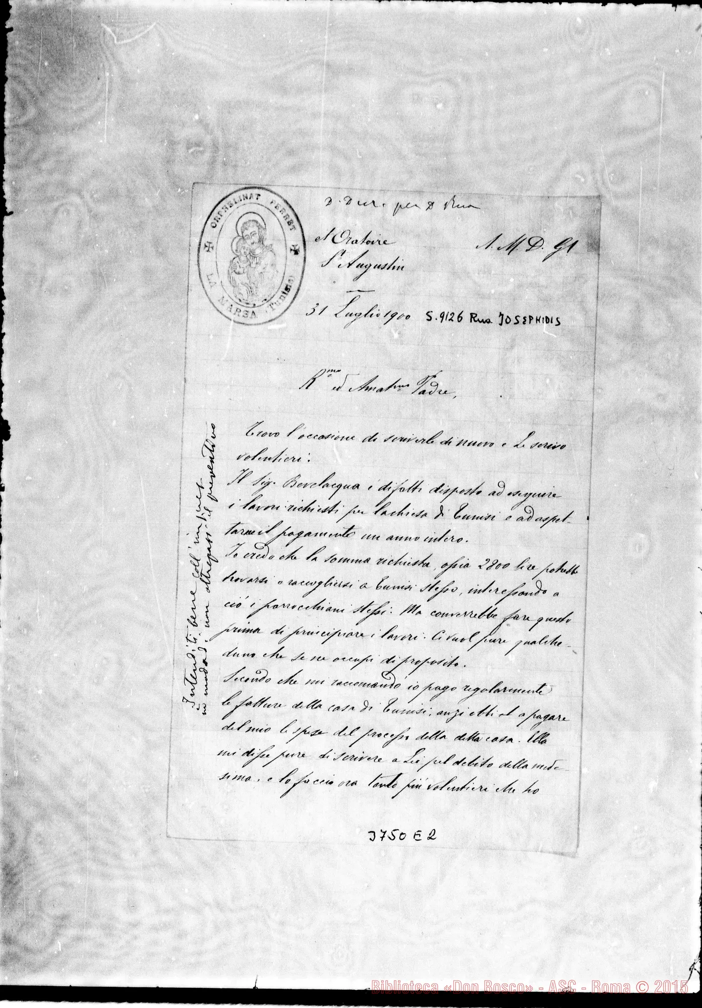 Fotogramma E 2 — « « La Marsa, 31-07-1900 Autogr. Rua