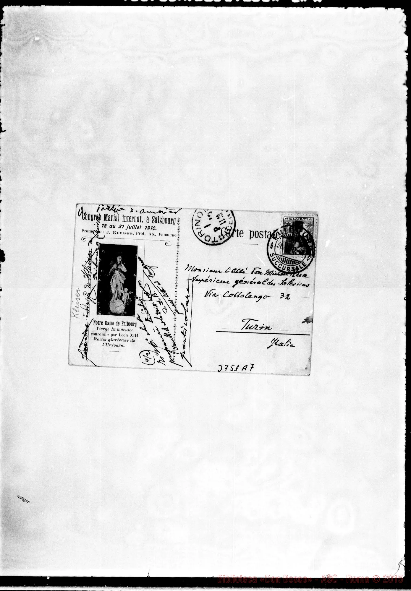 Fotogramma A 7 — Kleiser Fribourg, 31-01-1910 Autogr. Rua