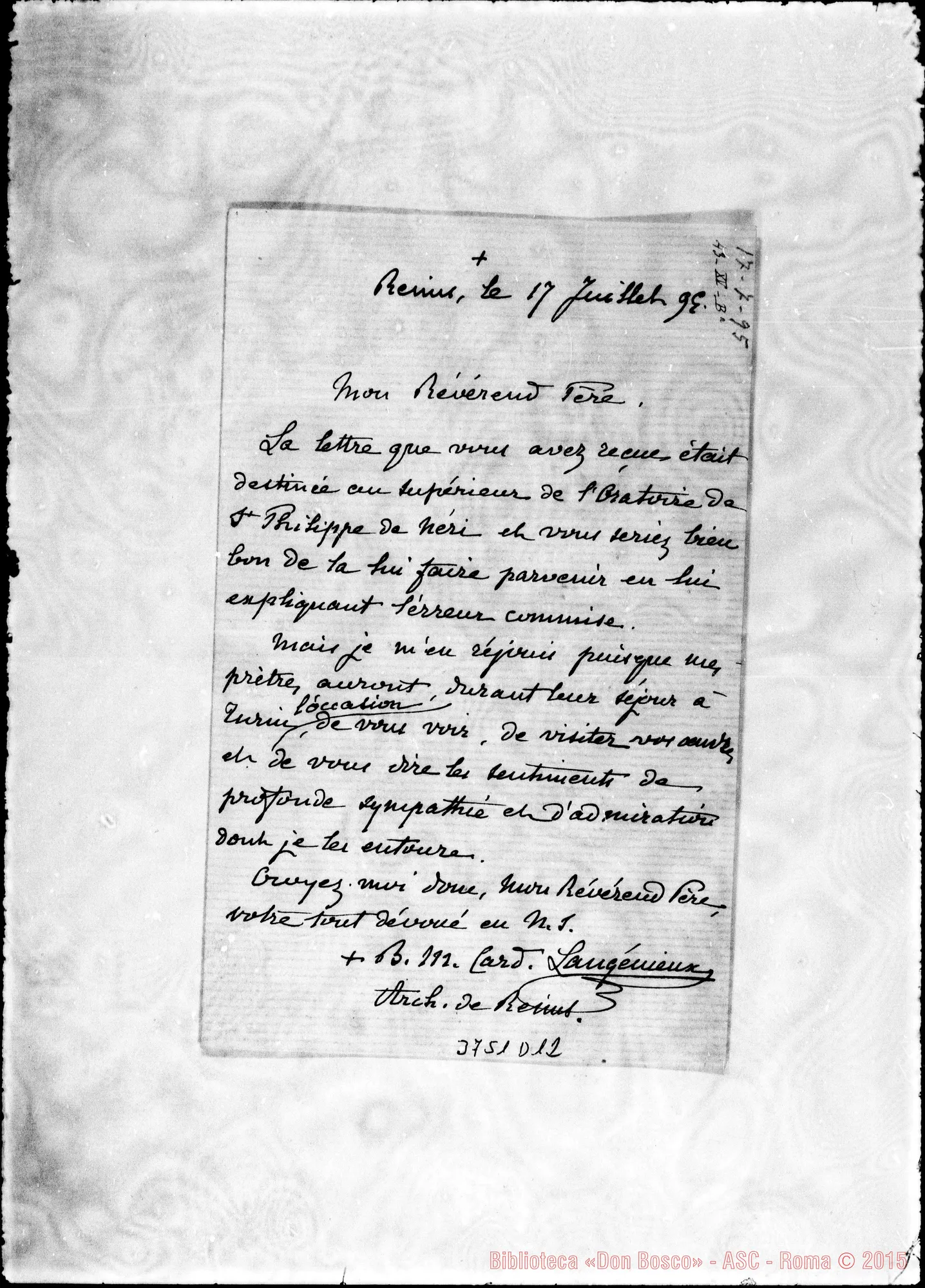 Fotogramma D 12 — Langénieux Benedetto, card, arciv. di Reims, il 17-07-1895