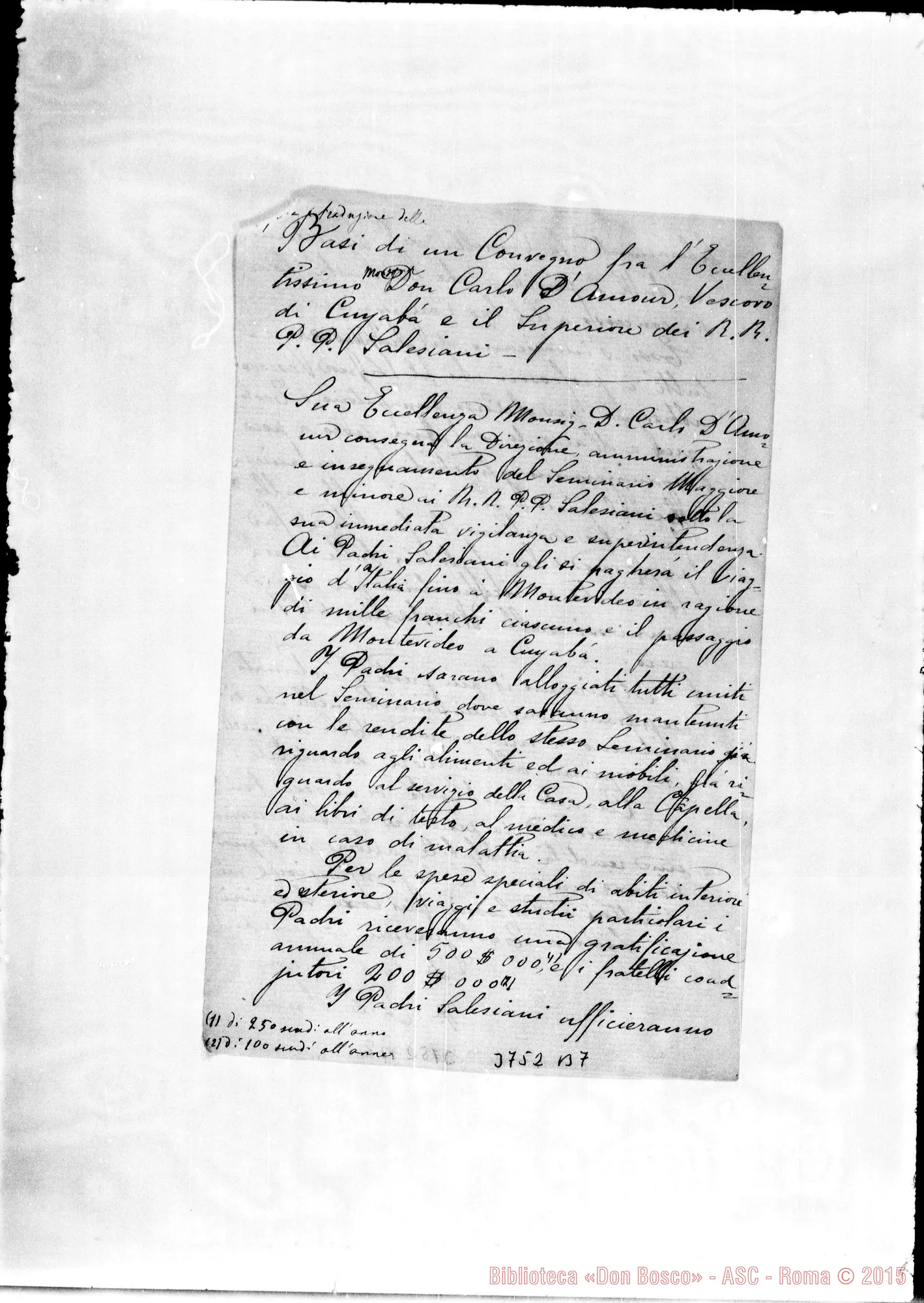 Fotogramma B 7 — « « Villa Colón, 15-01-1883 Autogr. Rua All. basi per convegno