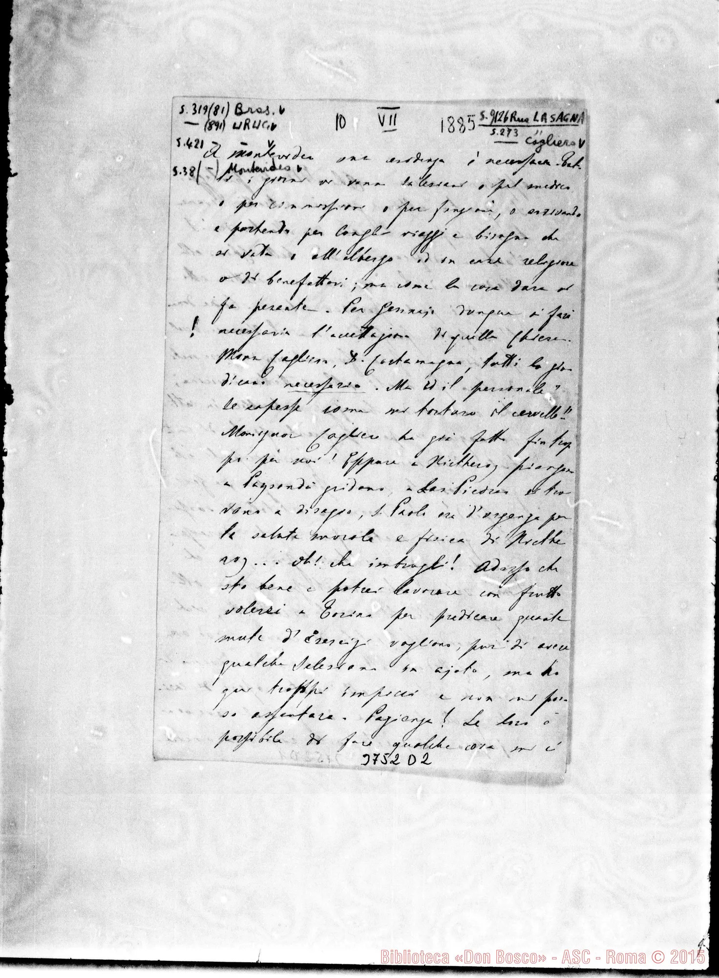Fotogramma D 2 — « « s.l., 10-07-1885 Autogr. Rua