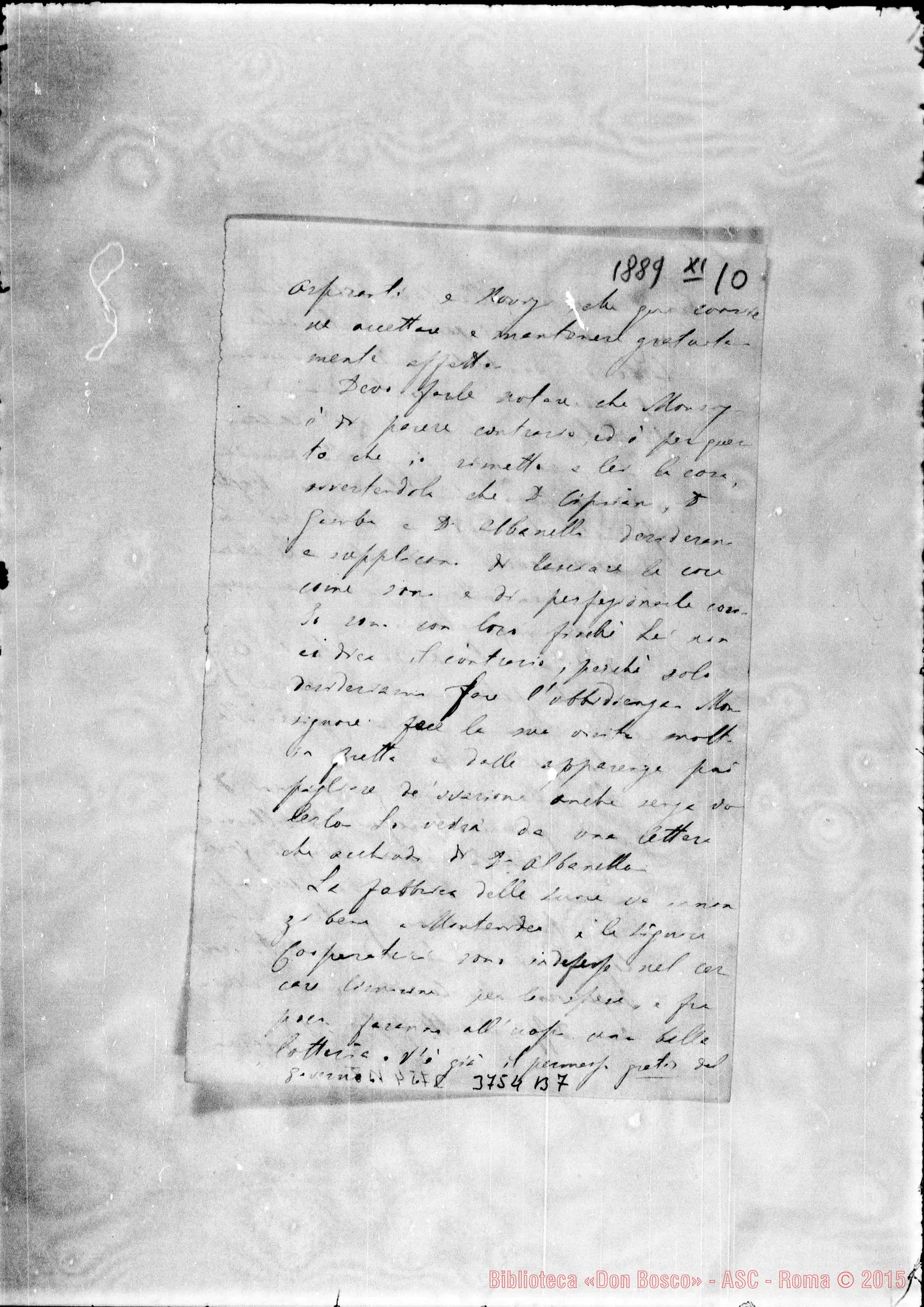 Fotogramma B 7 — « « s.l., 10-12-1889 Autogr. Rua
