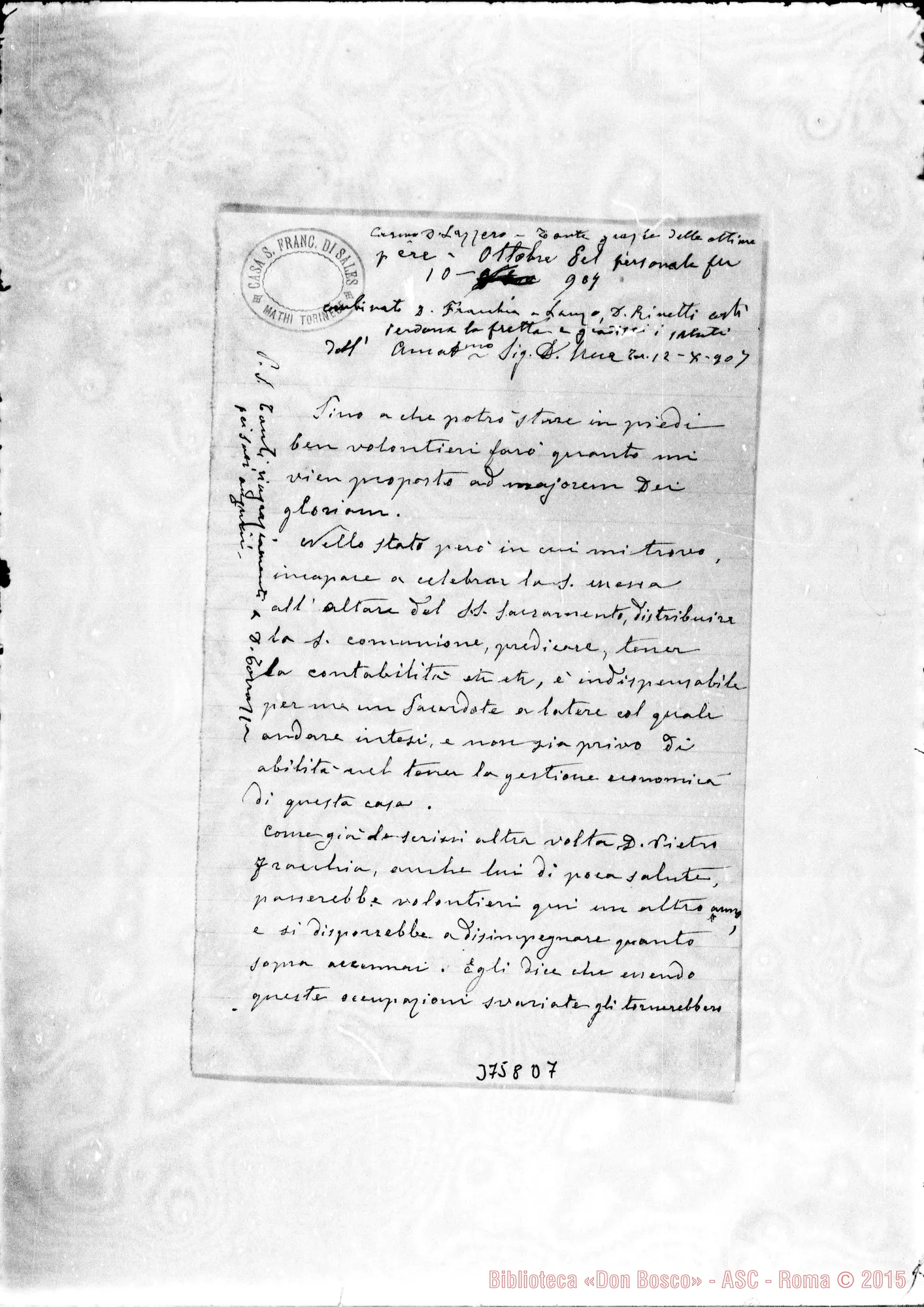 Fotogramma D 7 — « « Torino, 12-10-1907 Autogr. Rua