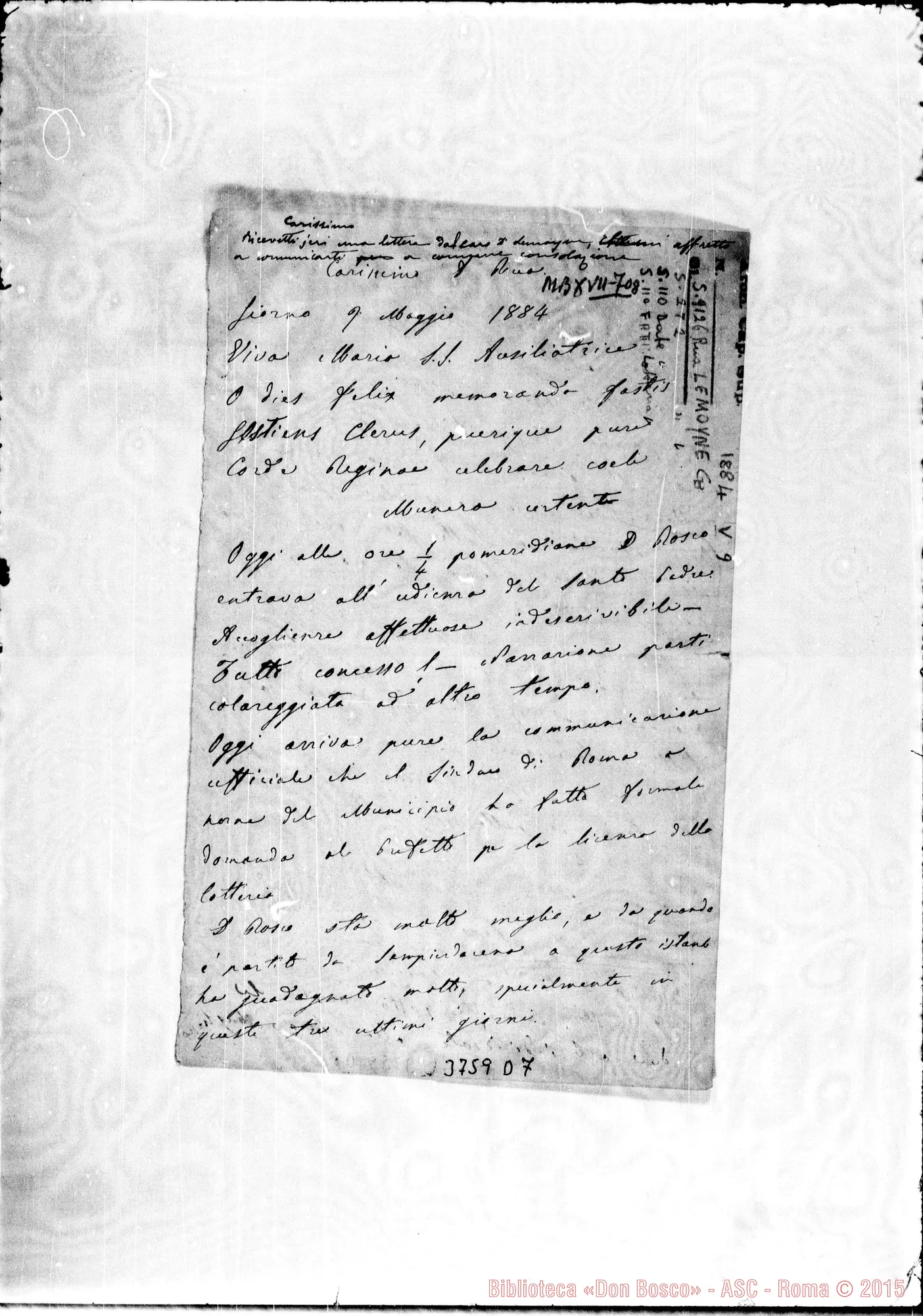 Fotogramma D 7 — « « « Roma, 9-05-1884 Autogr. Rua