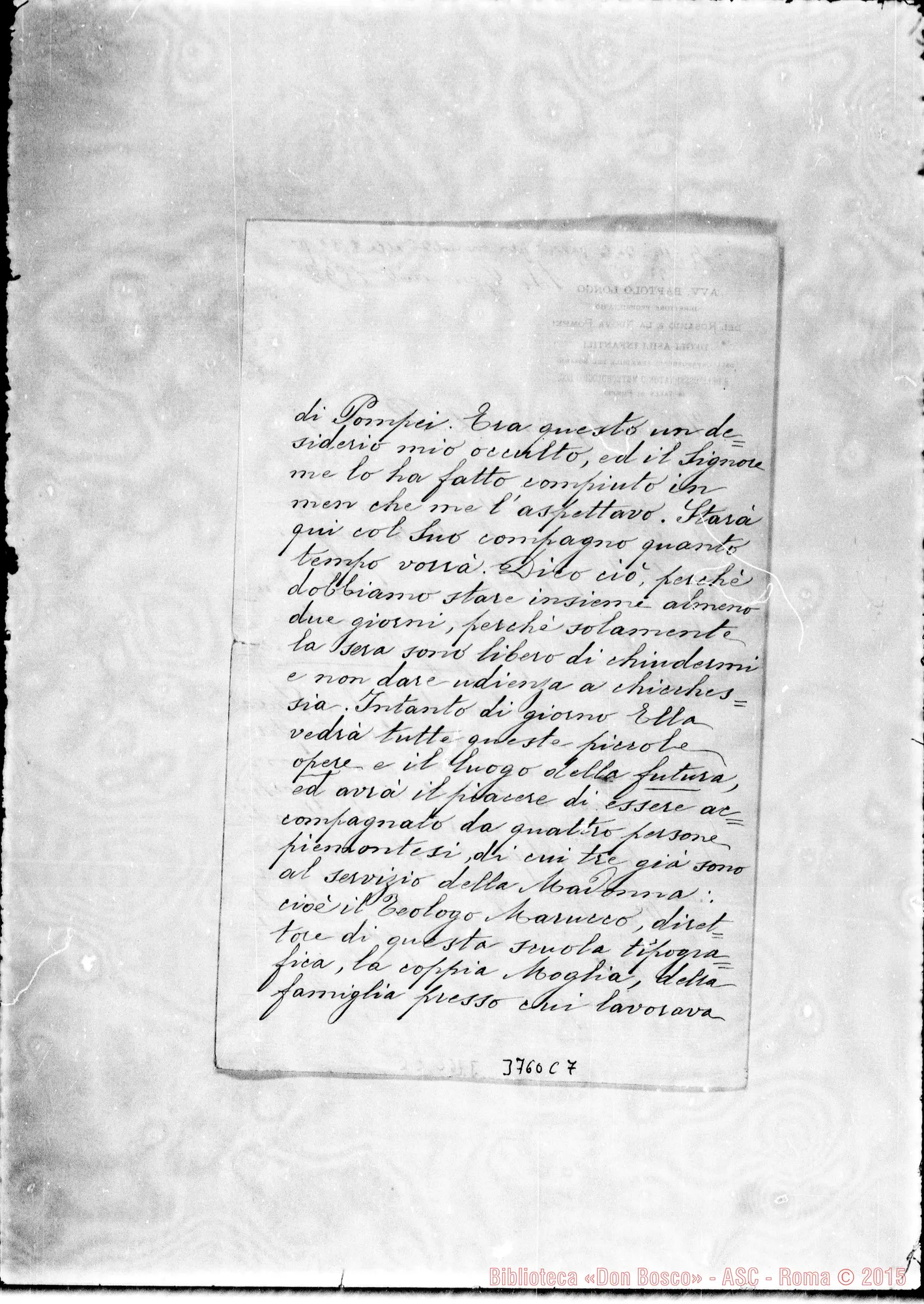Fotogramma C 7 — « « Valle di Pompei, 14-01-1892 Autogr. Rua