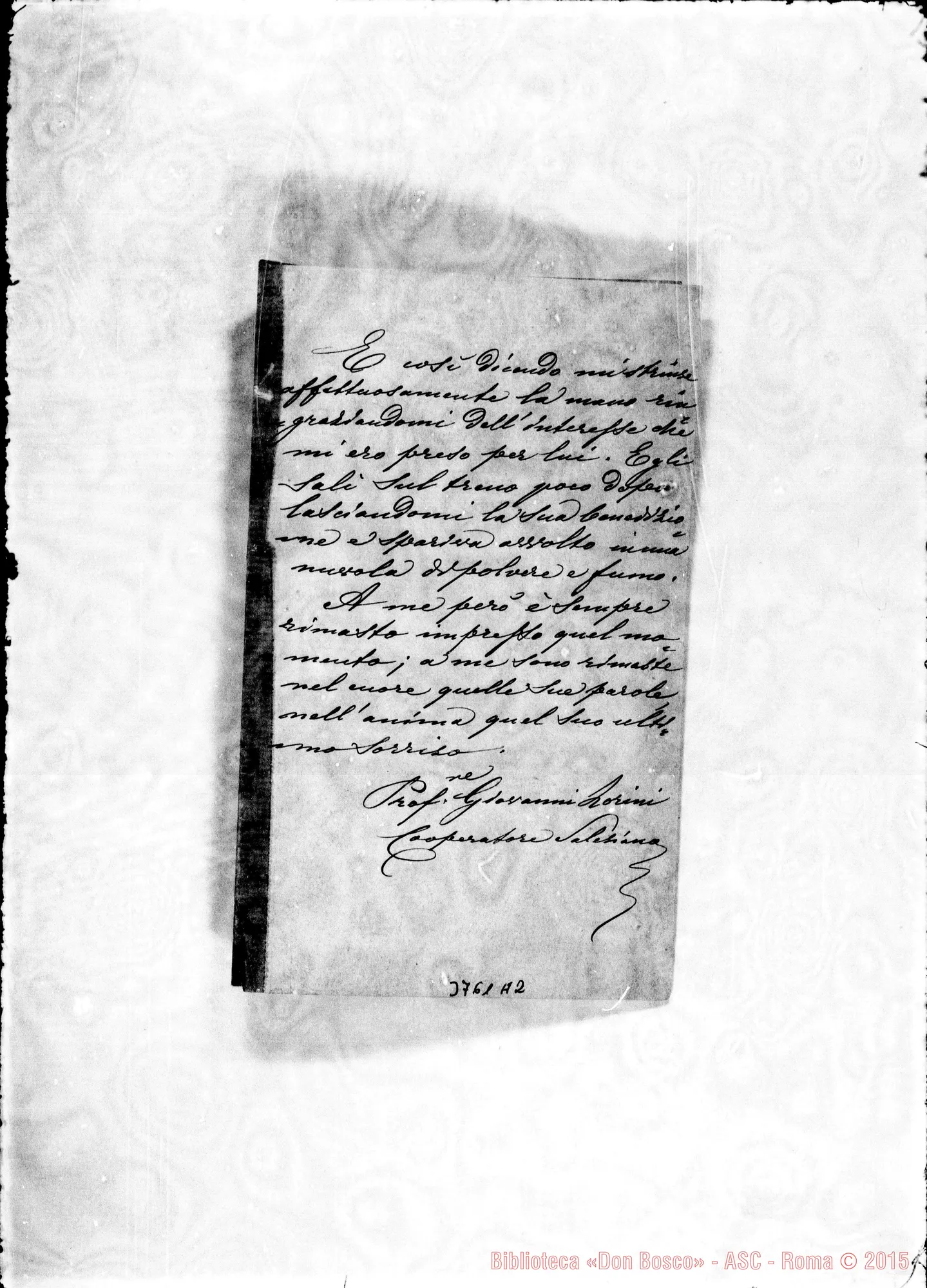 Fotogramma A 2 — Lorini Giovanni Torino, 14-03-1888 Autogr. Rua