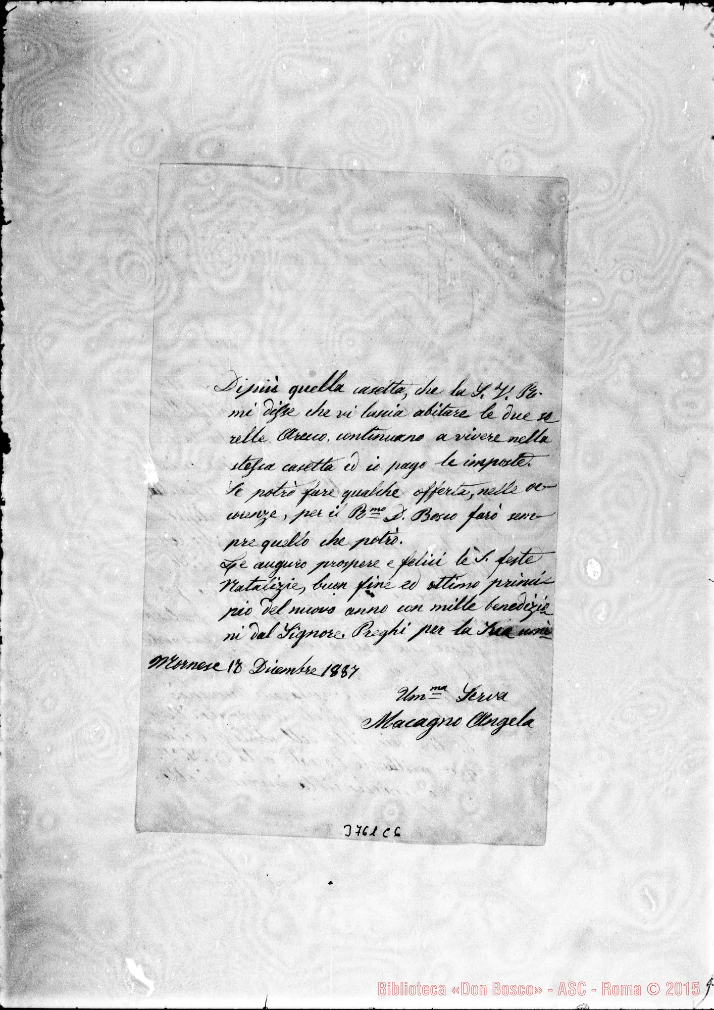 Fotogramma C 6 — « « Mornese, 17-12-1887 Autogr. Rua