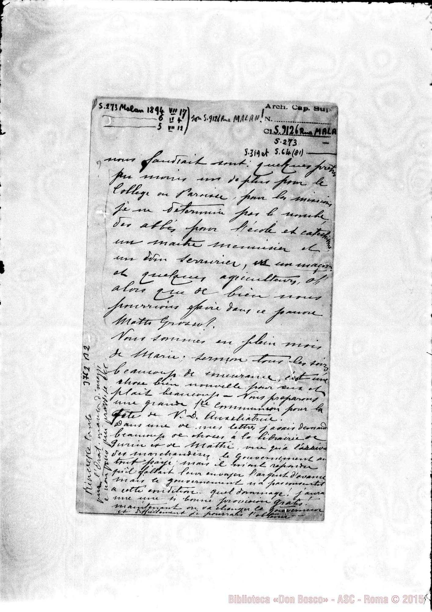 Fotogramma B 2 — Malan Antonio, vesc. SDB Cuyabá, 19-05-1895 Autogr. Rua