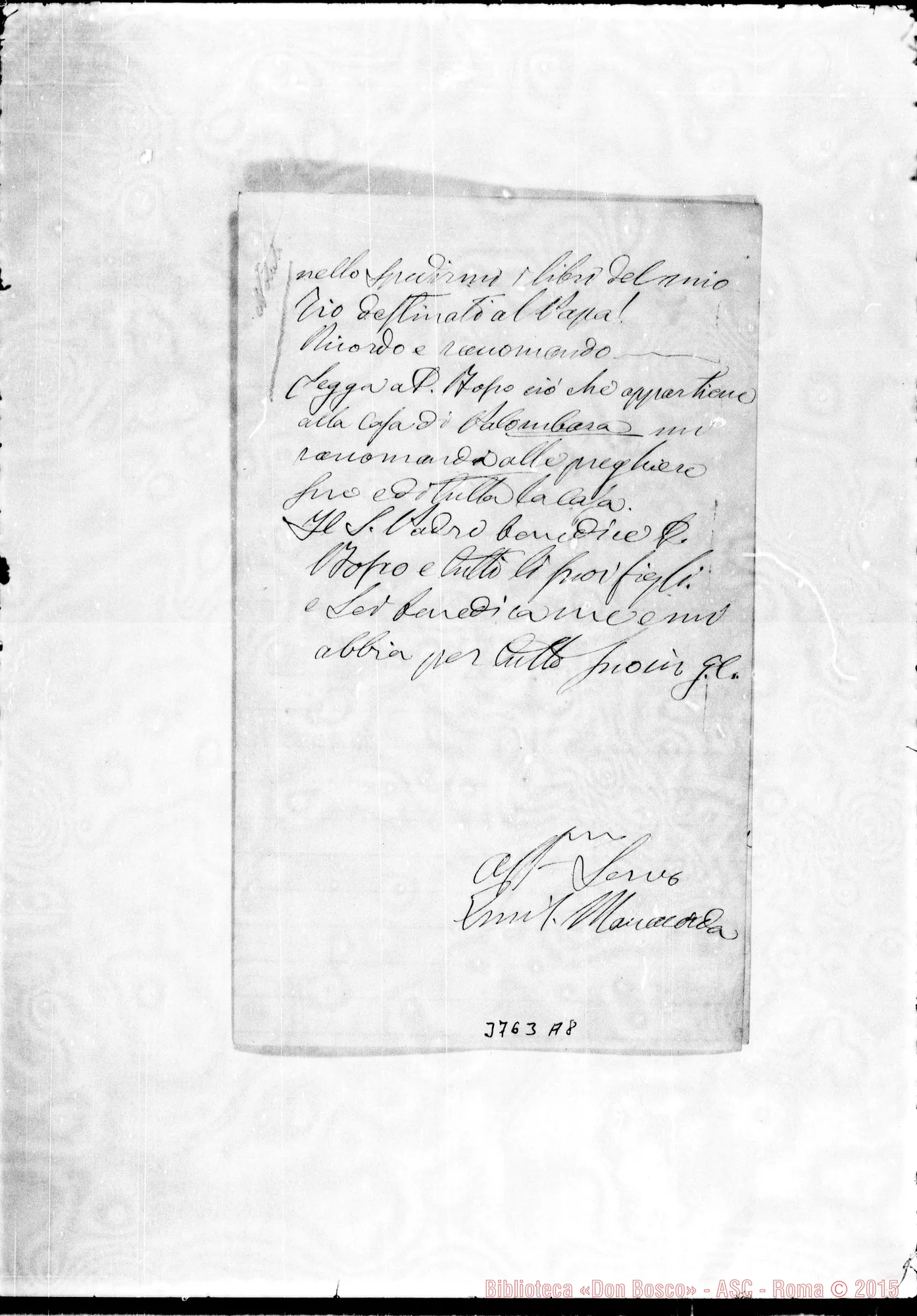 Fotogramma A 8 — « « Roma, 30-04-1871 Autogr. Bosco