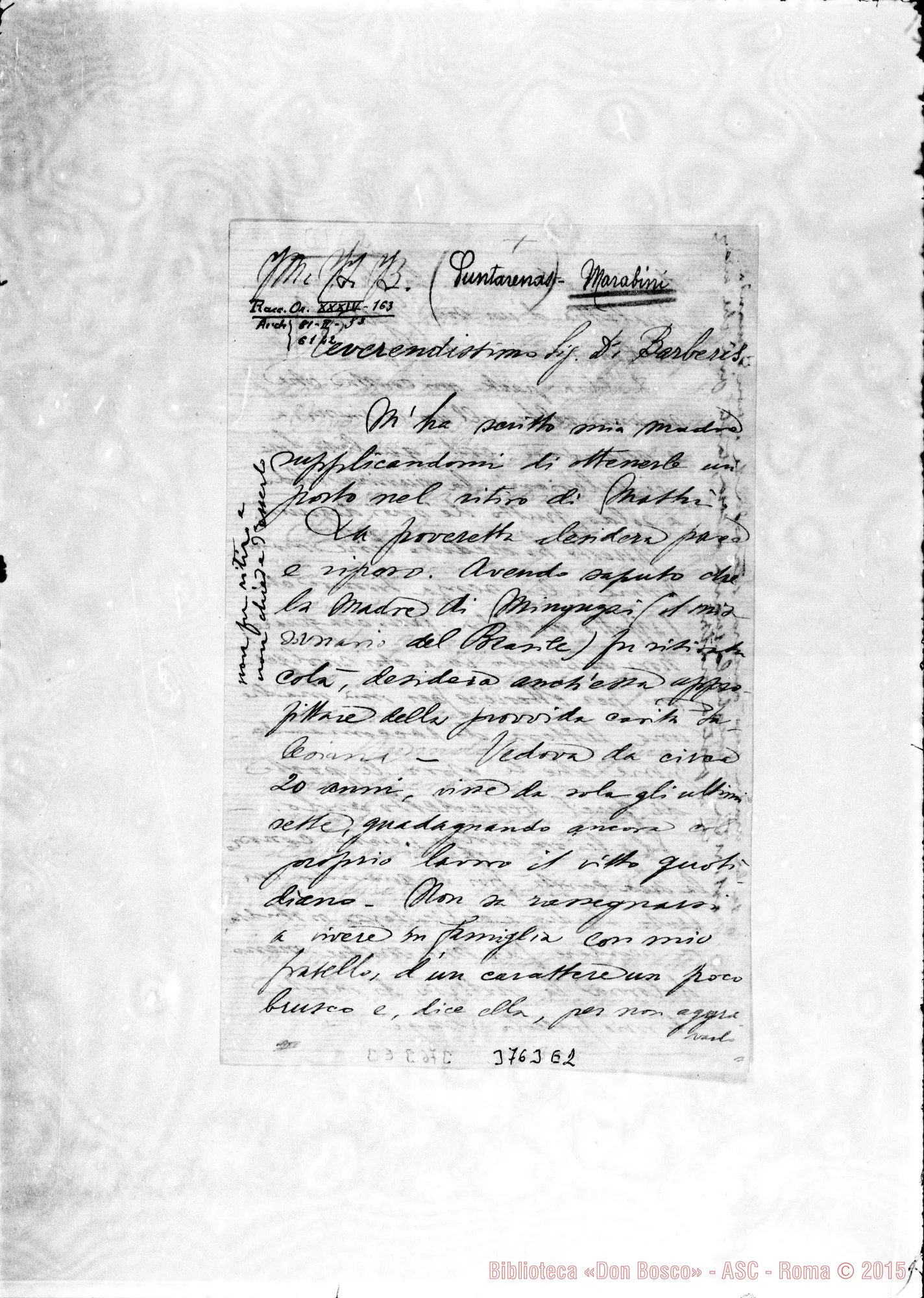 Fotogramma E 2 — Marabini Pietro, SDB Puntarenas, s.d. Autogr. Rua