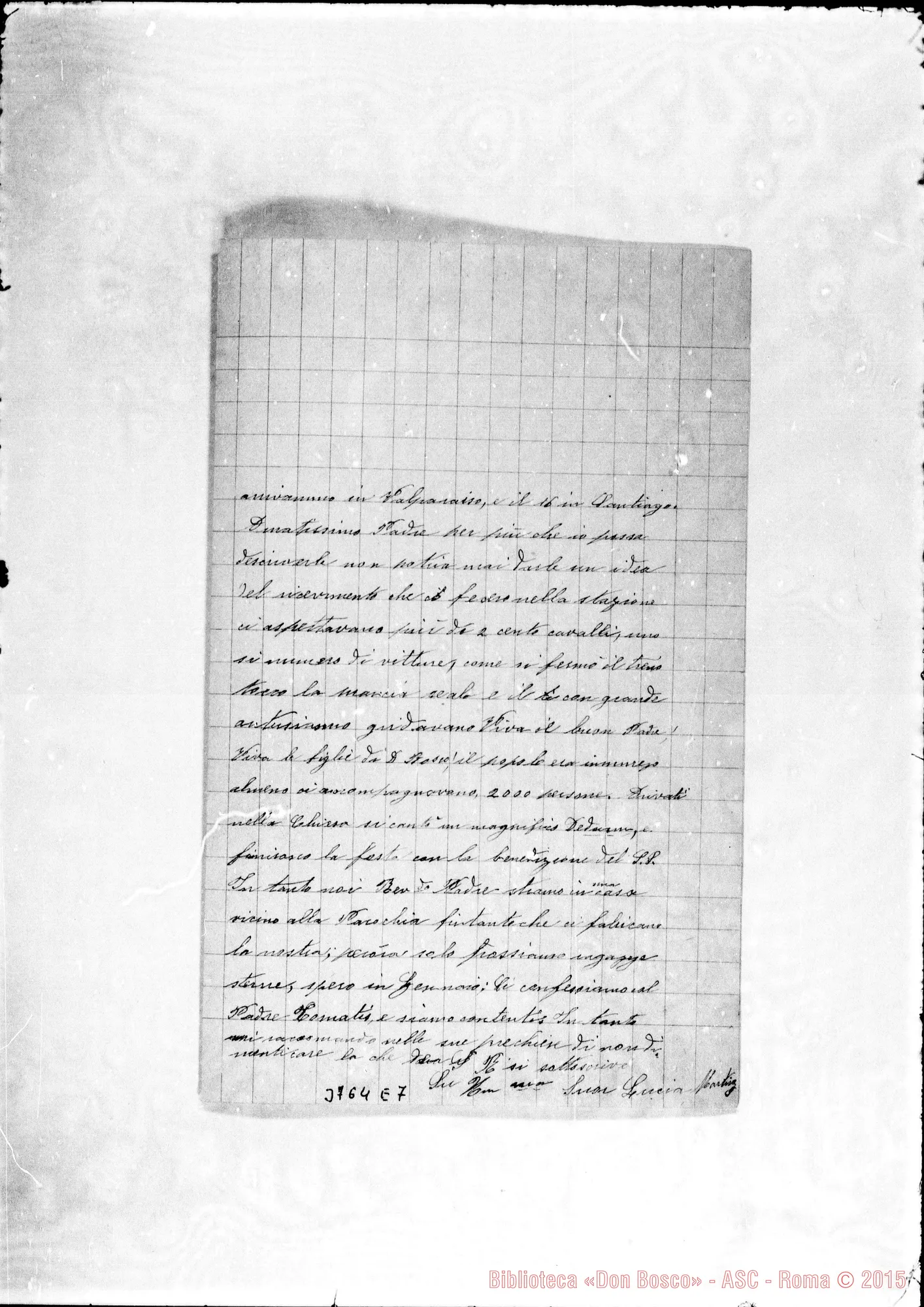 Fotogramma E 7 — Martinez Lucia, suora Santiago, 26-01-1893 Autogr. Rua