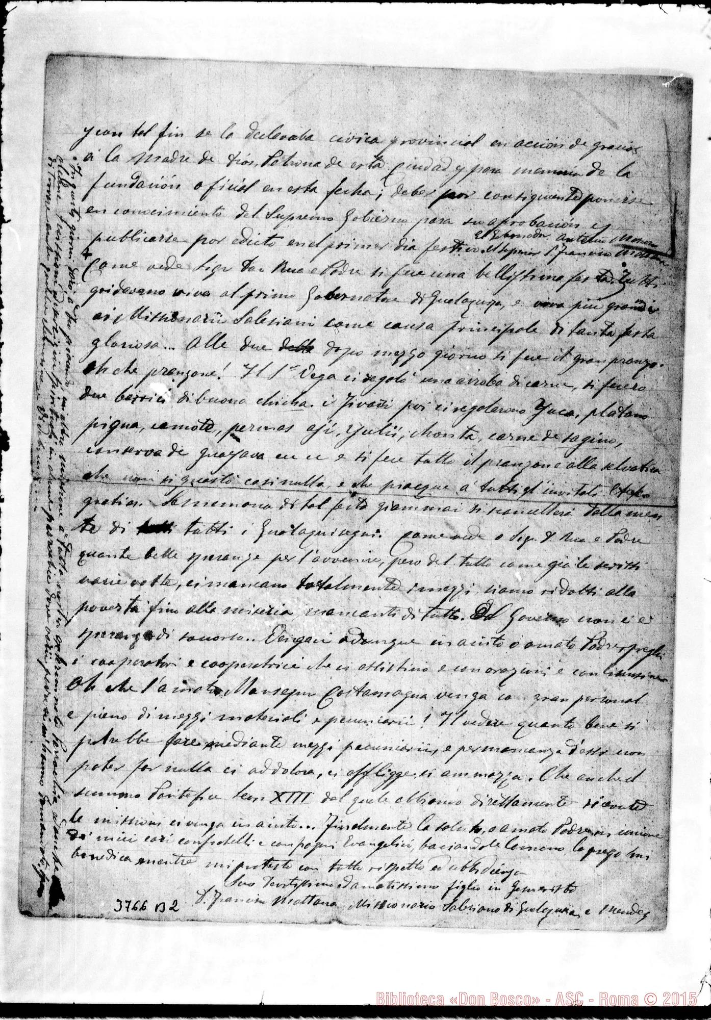 Fotogramma B 2 — « « Gualaquiza, 27-05-1895 Autogr. Rua
