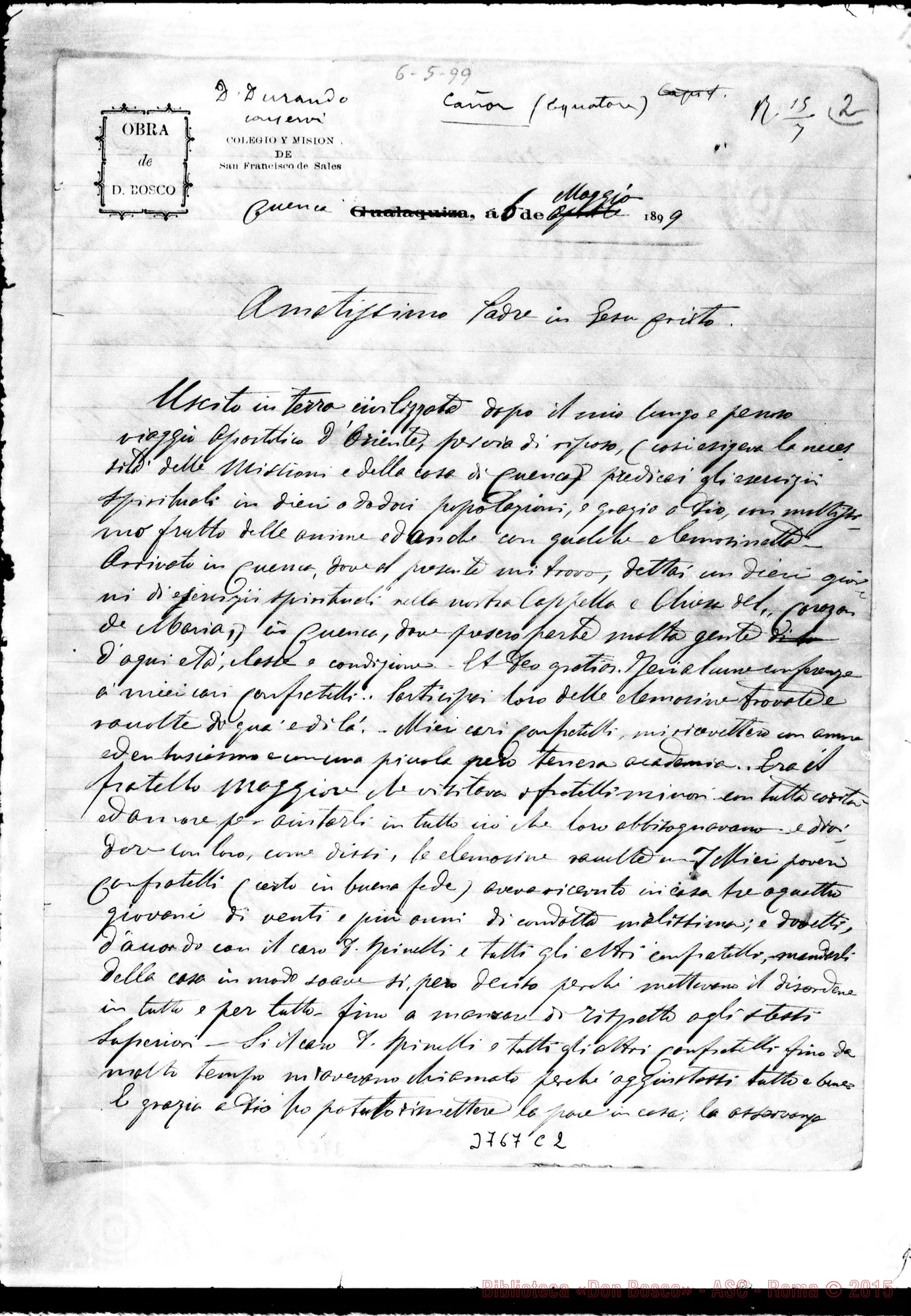 Fotogramma C 2 — « « Cuenca, 6-05-1899 Autogr. Rua