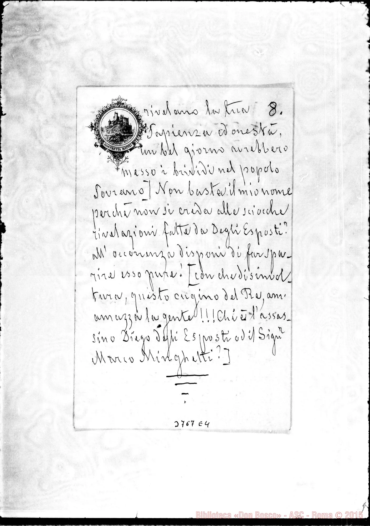 Fotogramma E 4 — « « s.l., 11-08-1895 All.: «Istoria di un assassino…».