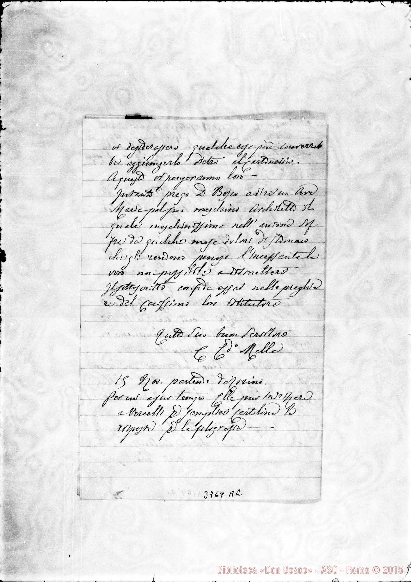 Fotogramma A 2 — Melle Ed. Torino, 15-11-1877 Autogr. Rua