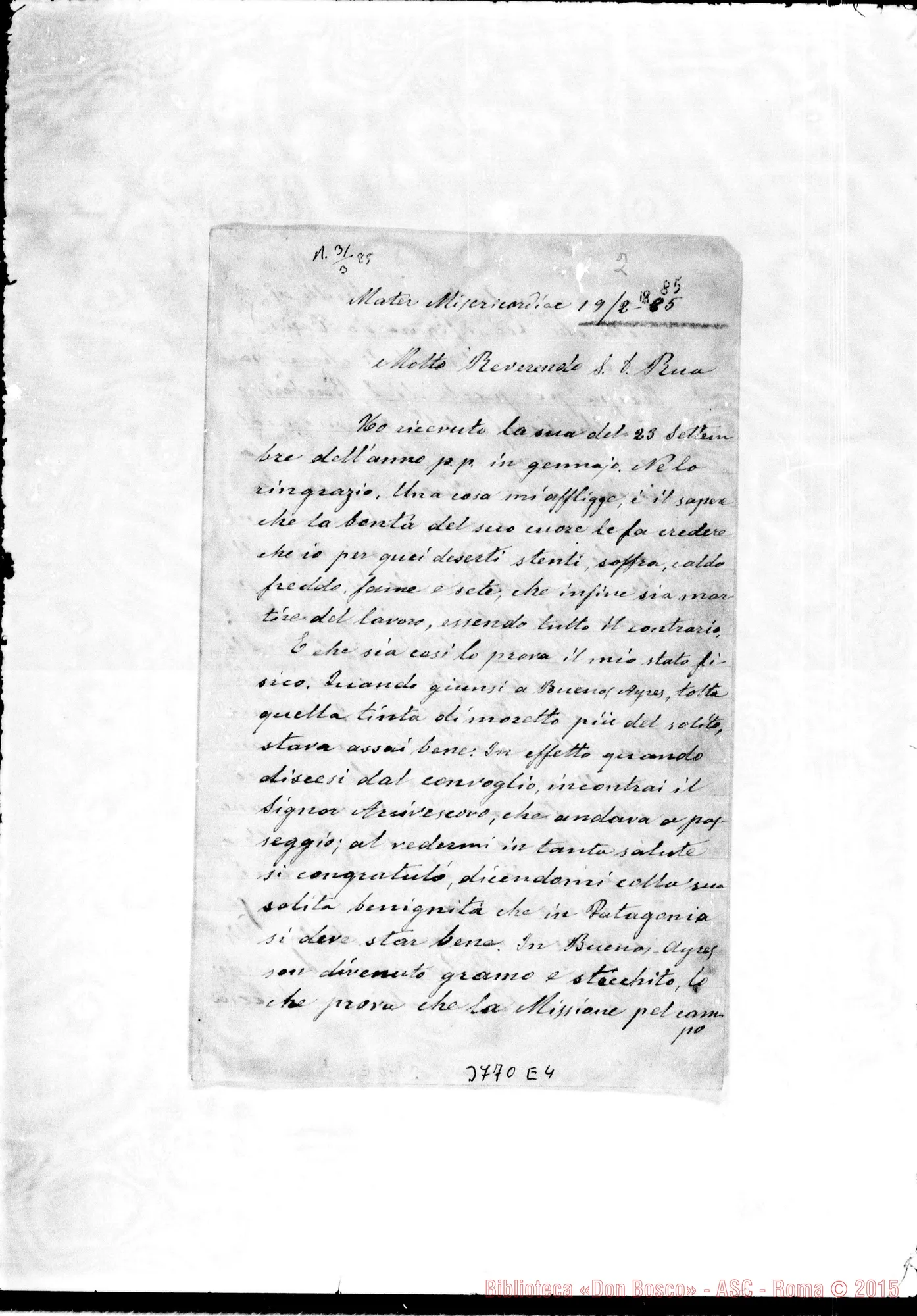 Fotogramma E 4 — « « Mater Miser., 19-02-1885 Autogr. Rua