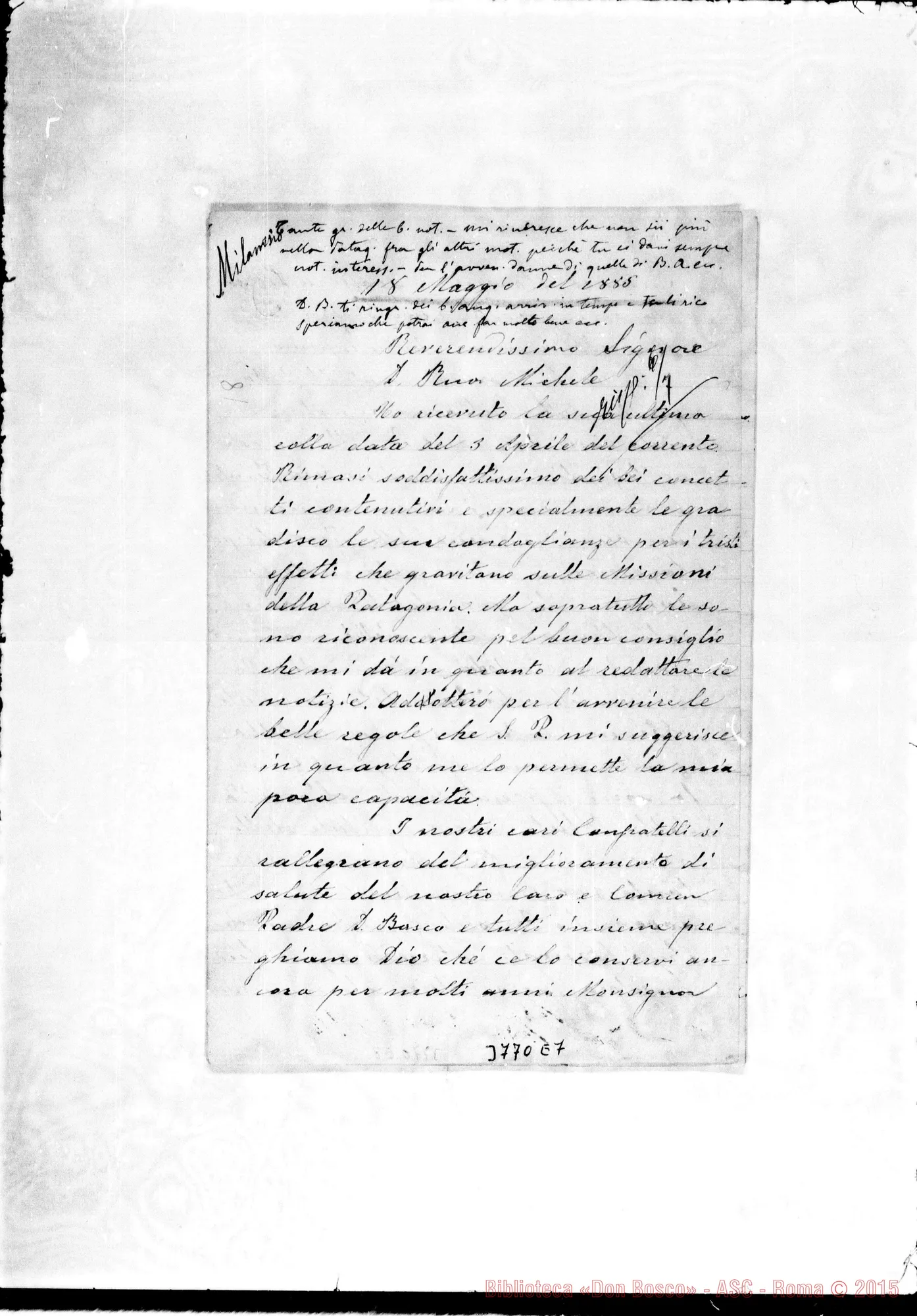 Fotogramma E 7 — « « s.l. 18-05-1885 Autogr. Rua E Costamagna R.