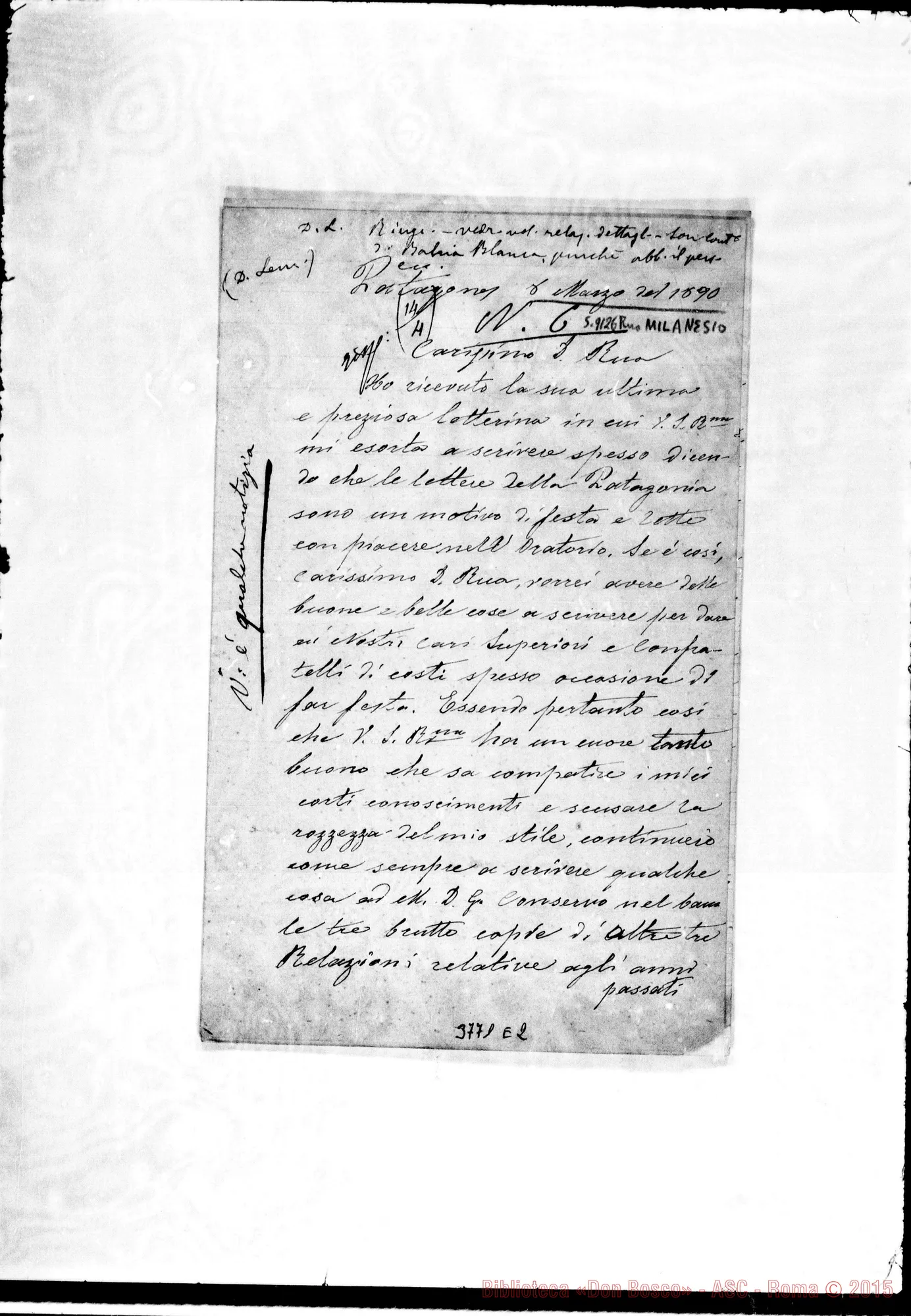 Fotogramma E 2 — « « Patagones, 8-03-1890 Autogr. Rua