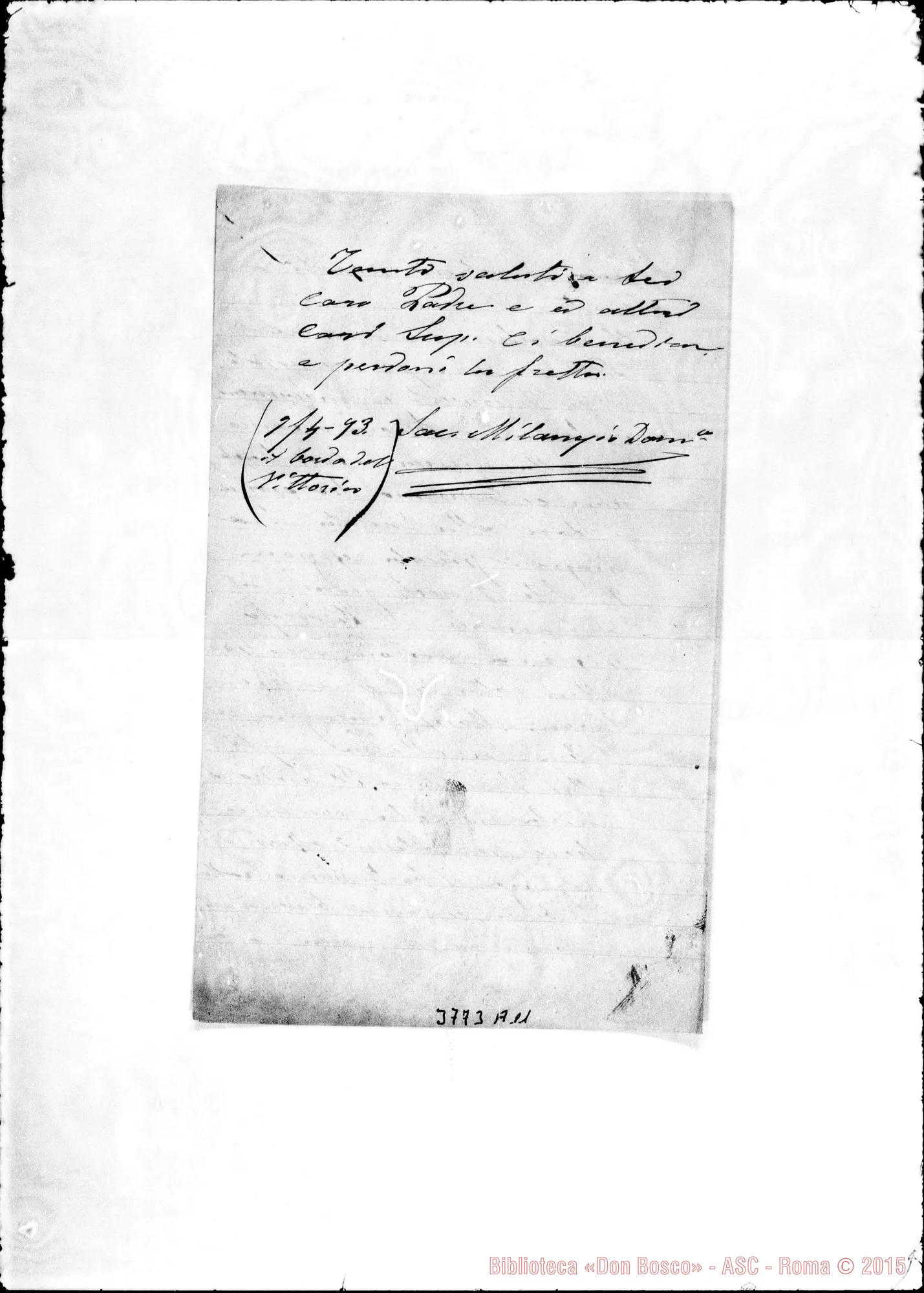 Fotogramma A 11 — « « Dal «Vittoria», 9-04-1893 Autogr. Rua