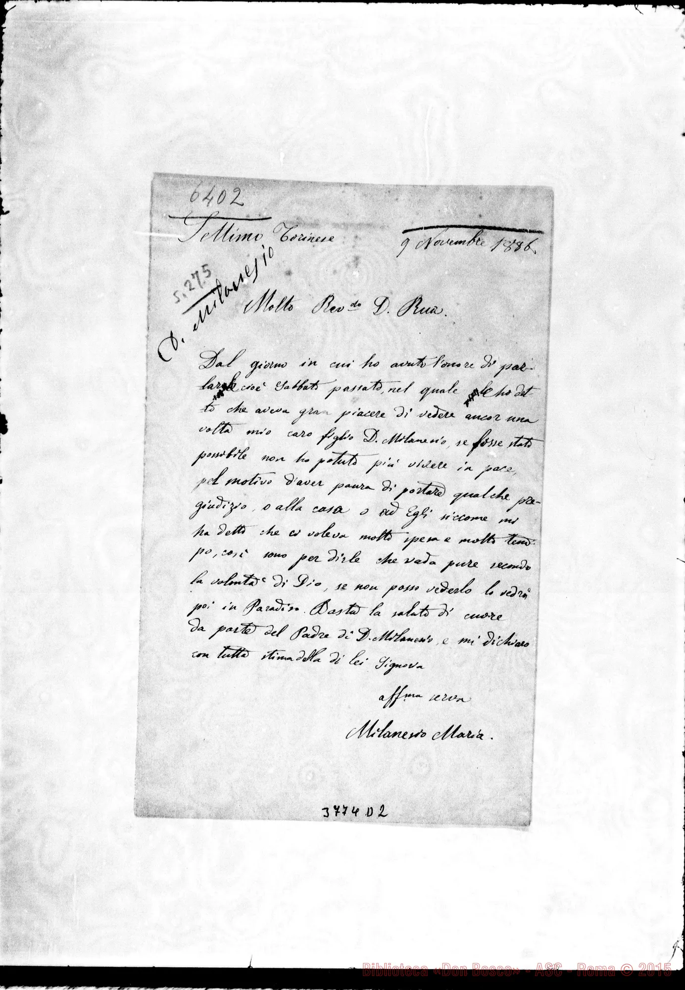 Fotogramma D 2 — Milanesio Maria Settimo Tor., 9-11-1886